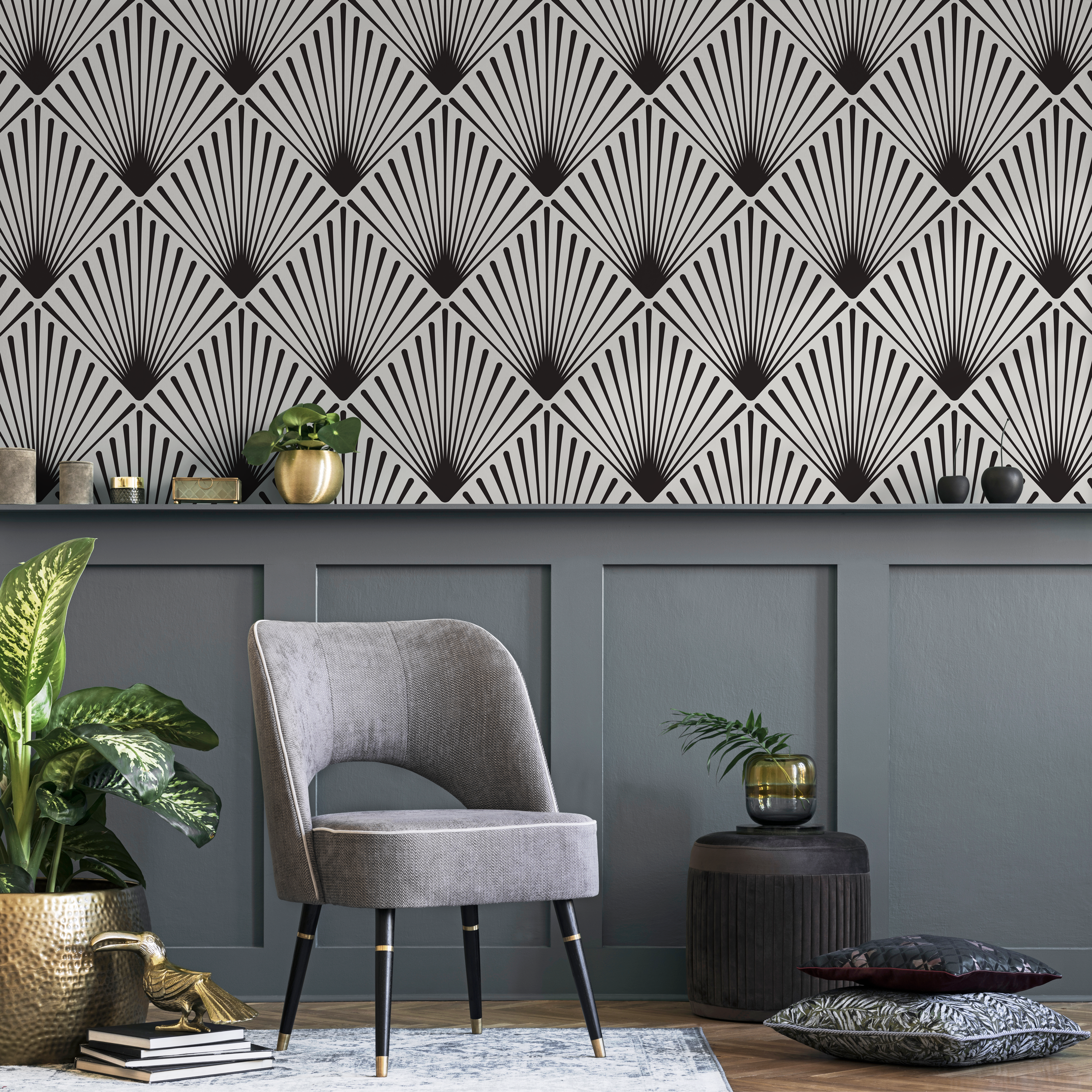 Art Deco Black Wallpaper | ONDECOR – ONDECOR.COM
