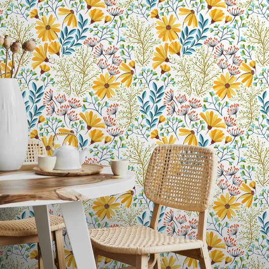 Removable Wallpaper Peel and Stick Wallpaper Wall Paper Wall Mural - Spring Floral Wallpaper  - A385