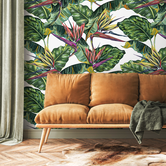 Tropical Leaves Wallpaper Bird of paradise Wallpaper Peel and Stick and Traditional Wallpaper - A433