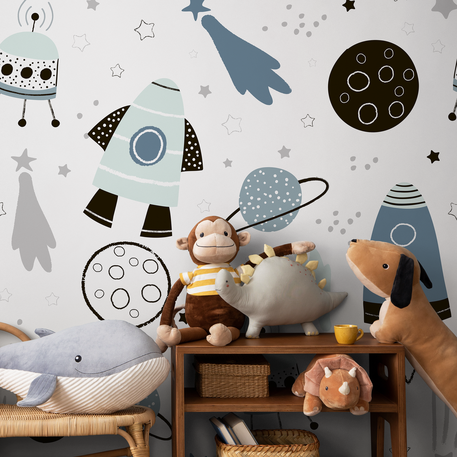 Papel tapiz autoadhesivo, papel tapiz extraíble, decoración del hogar, arte de pared, decoración de habitaciones, papel tapiz infantil con espacio lindo - A596