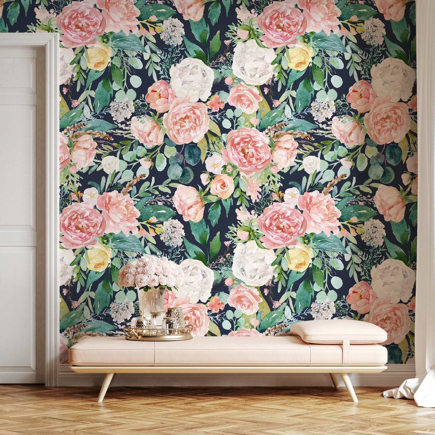 Vintage Peony Wallpaper, Colorful Peony Wallpapers, Peel and Stick Wallpaper, Fabric Wallpaper, Wall Paper Removable, Wallpaper - A827