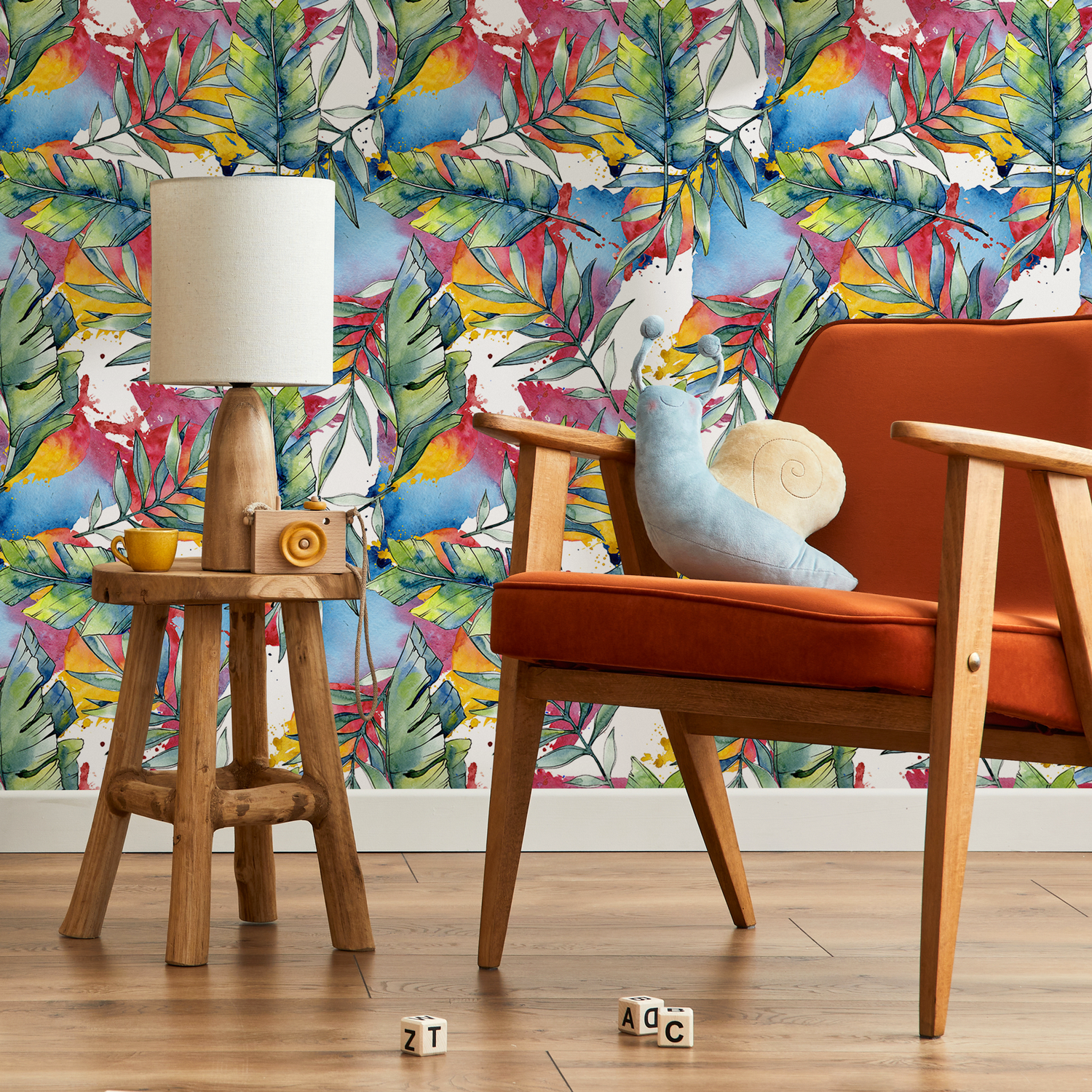 Papel tapiz autoadhesivo, papel tapiz removible, decoración del hogar, arte de pared, decoración de habitaciones, papel tapiz tropical colorido - B013