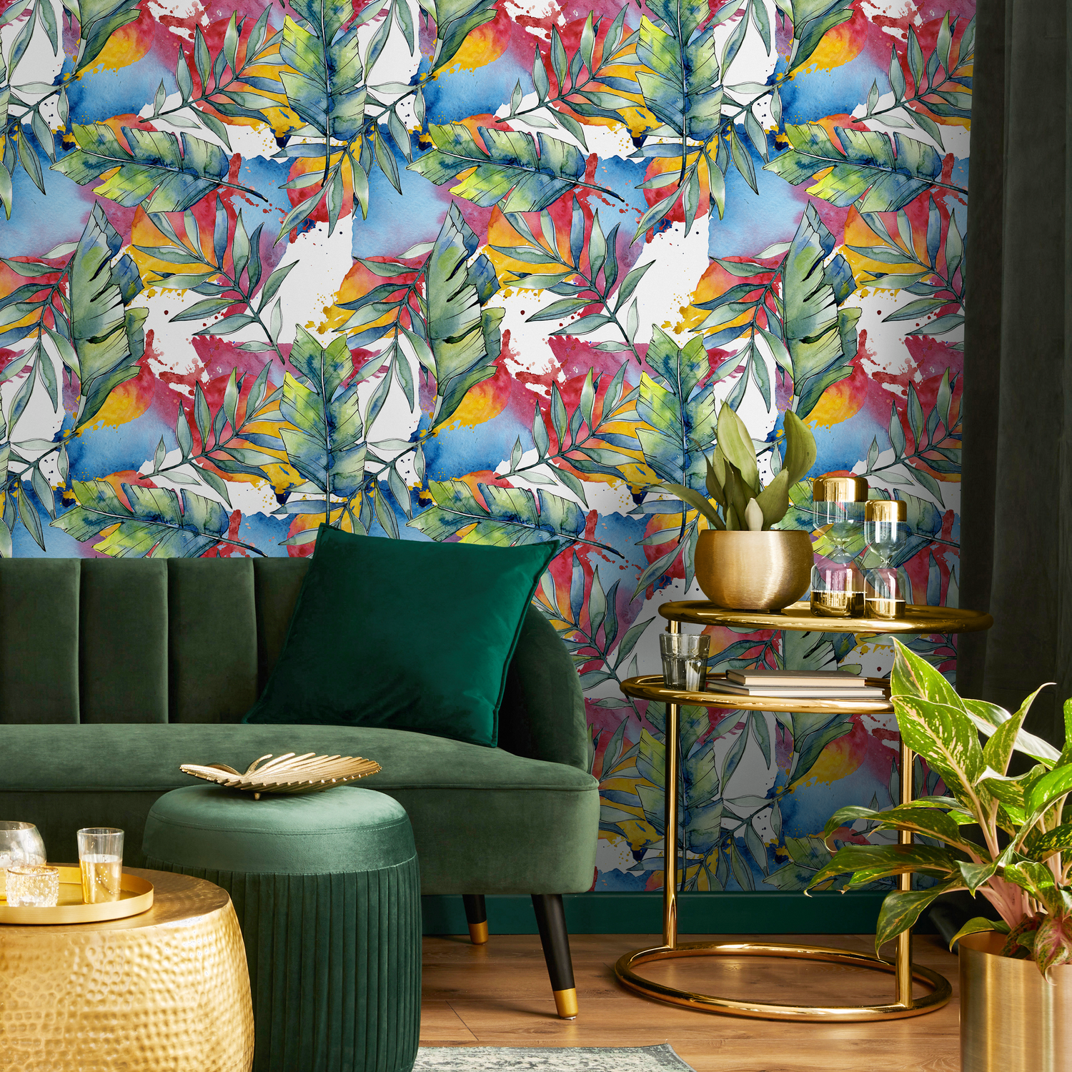 Papel tapiz autoadhesivo, papel tapiz removible, decoración del hogar, arte de pared, decoración de habitaciones, papel tapiz tropical colorido - B013