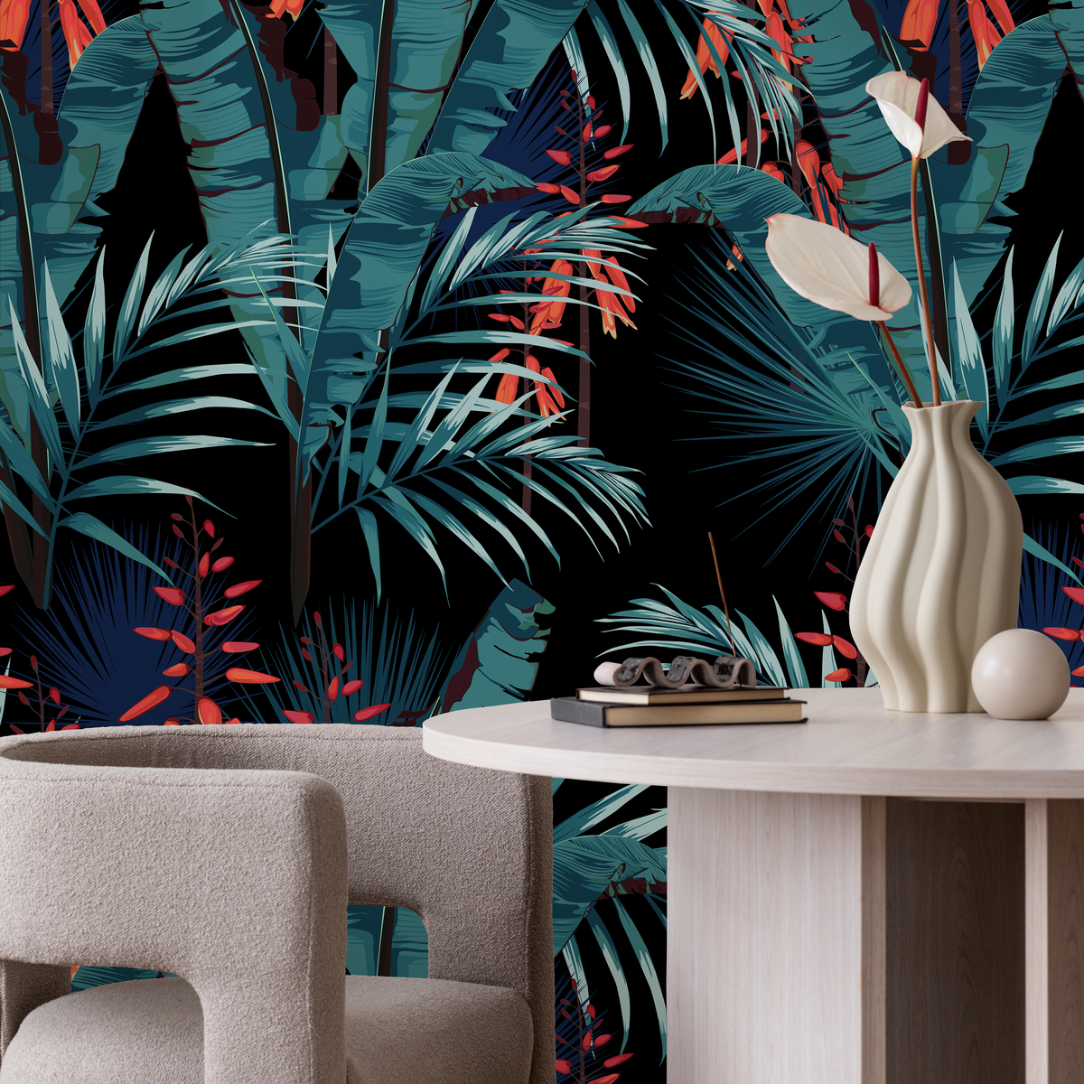 Wallpaper Peel and Stick Wallpaper Removable Wallpaper Home Decor Wall Art Wall Decor Room Decor / Tropical Palm Leaves Wallpaper - B143 - ONDECOR.COM