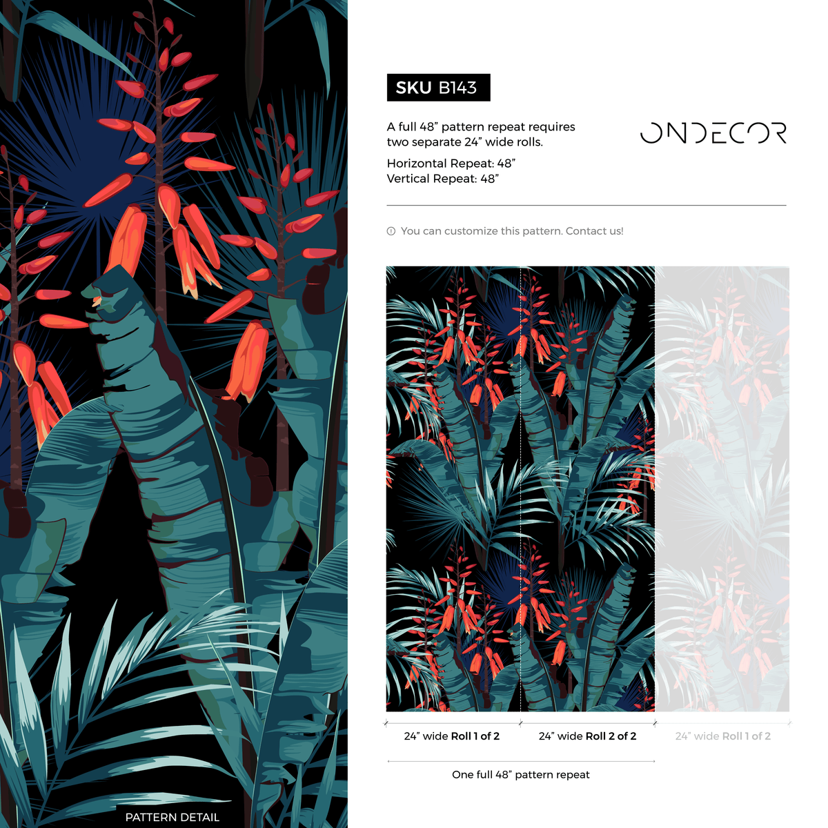 Wallpaper Peel and Stick Wallpaper Removable Wallpaper Home Decor Wall Art Wall Decor Room Decor / Tropical Palm Leaves Wallpaper - B143 - ONDECOR.COM