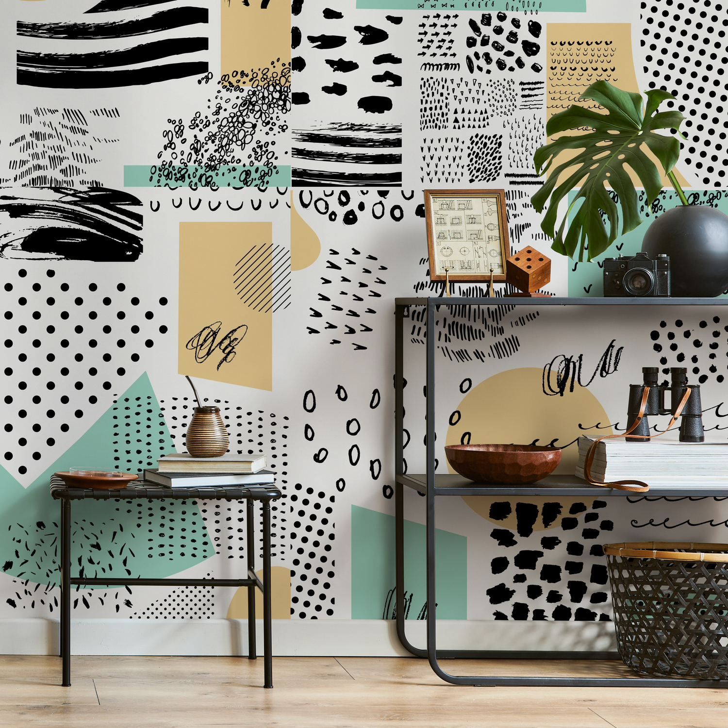 Papier peint amovible, papier peint scandinave, papier peint à vagues, papier peint autocollant - B158