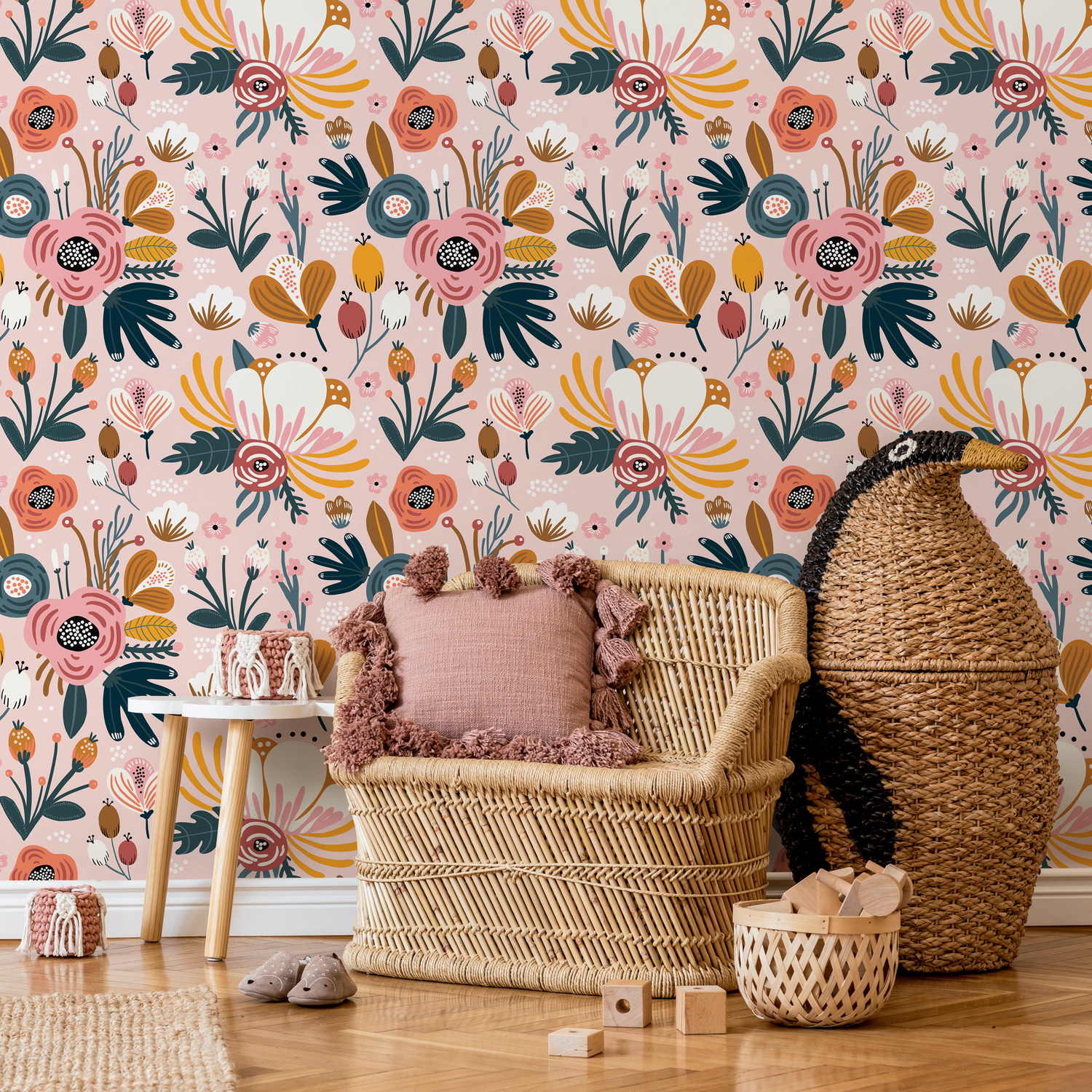 Papel pintado de flores extraíble, papel pintado escandinavo, papel pintado temporal, papel pintado contemporáneo, papel pintado autoadhesivo - B303