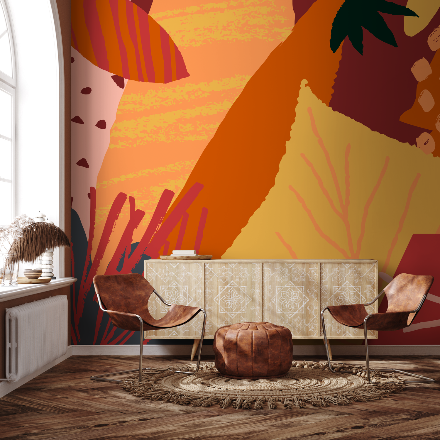 Papel pintado autoadhesivo, papel pintado extraíble, decoración del hogar, arte de pared, decoración de habitaciones, papel pintado abstracto otoñal - B436