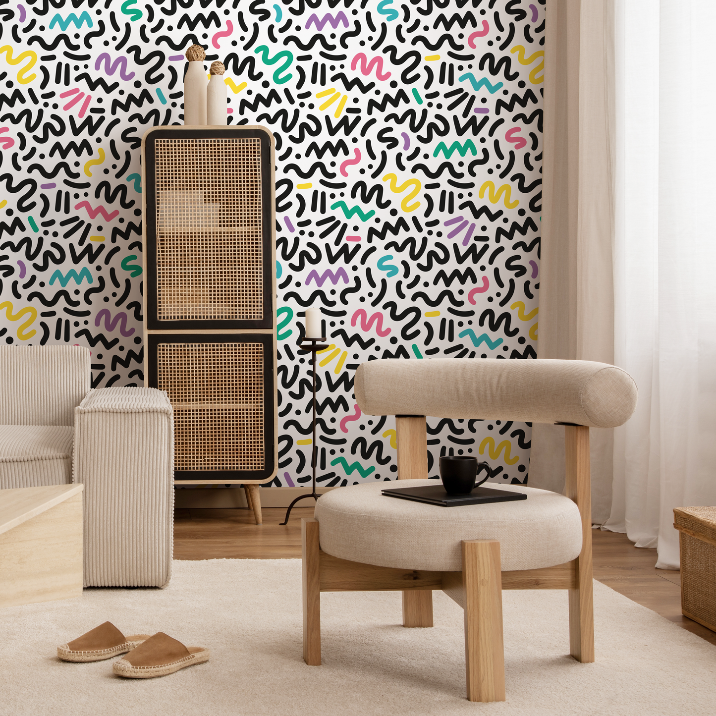 Papier peint amovible, papier peint scandinave, papier peint temporaire, papier peint minimaliste, papier peint autocollant - AS1-B484