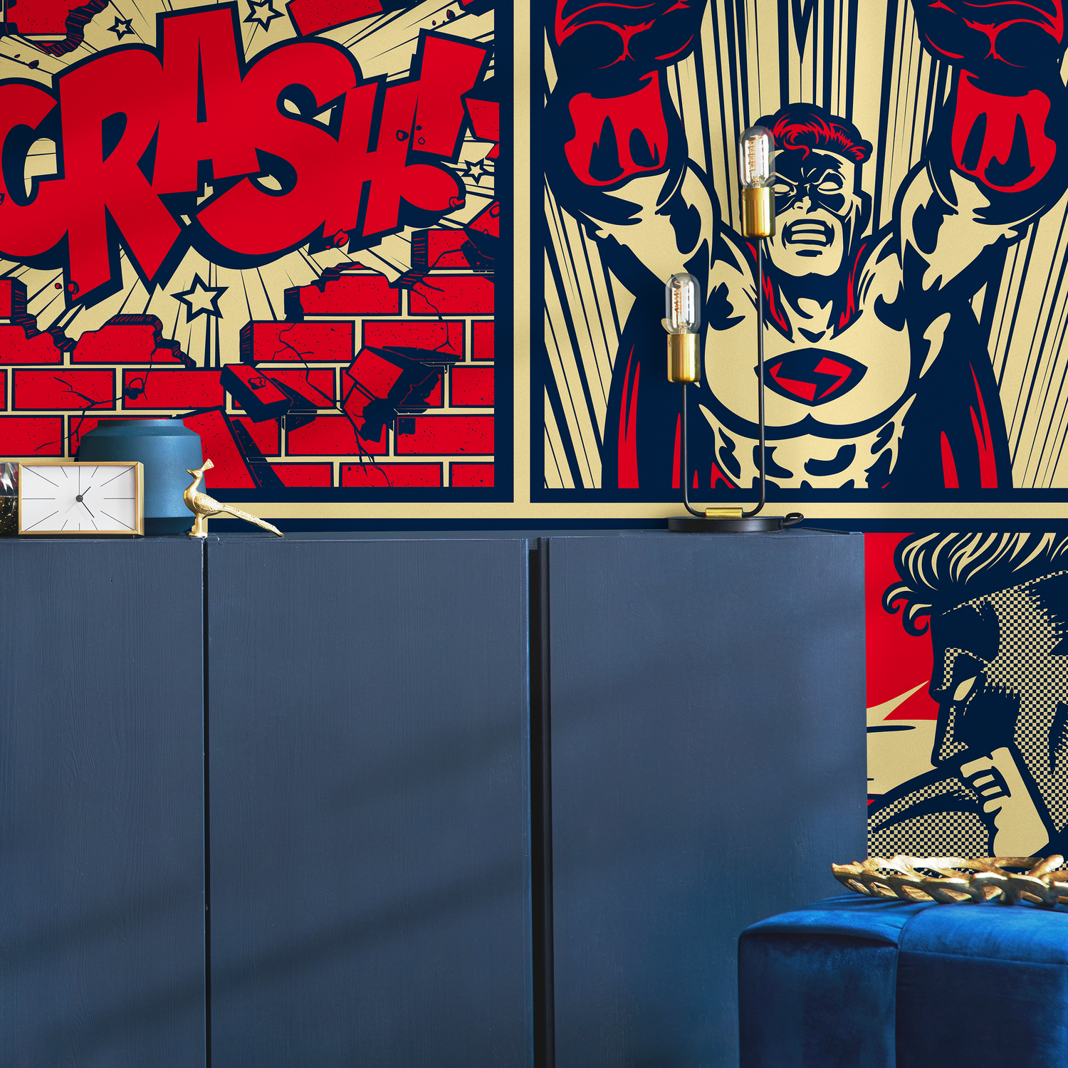 Papel pintado autoadhesivo, papel pintado extraíble, decoración del hogar, arte de pared, decoración de habitaciones, papel pintado de cómic pop art - B513