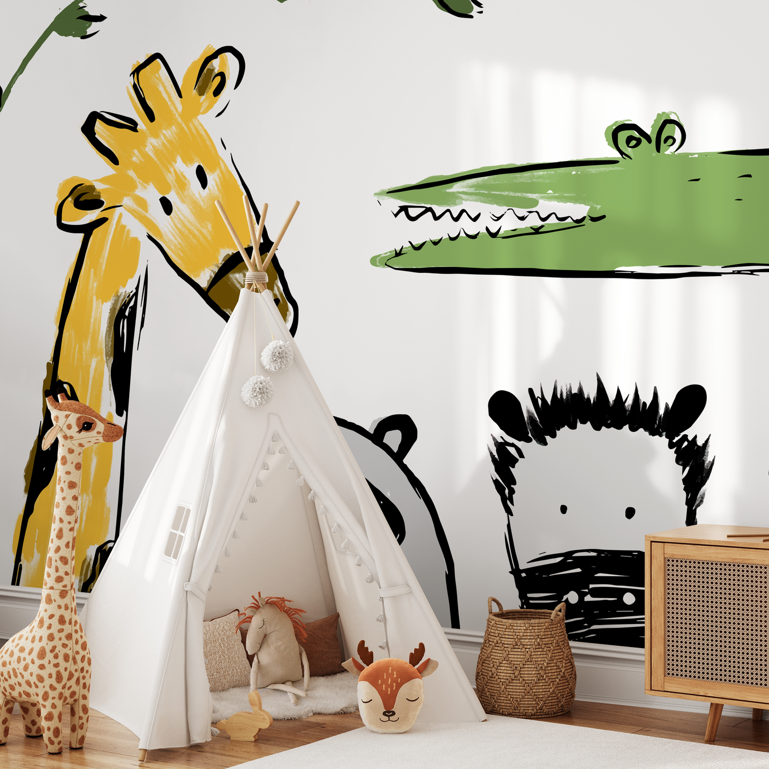 Papel pintado decorativo de pared, autoadhesivo, extraíble, para decoración del hogar, decoración de habitaciones, mural de animales para niños - B720