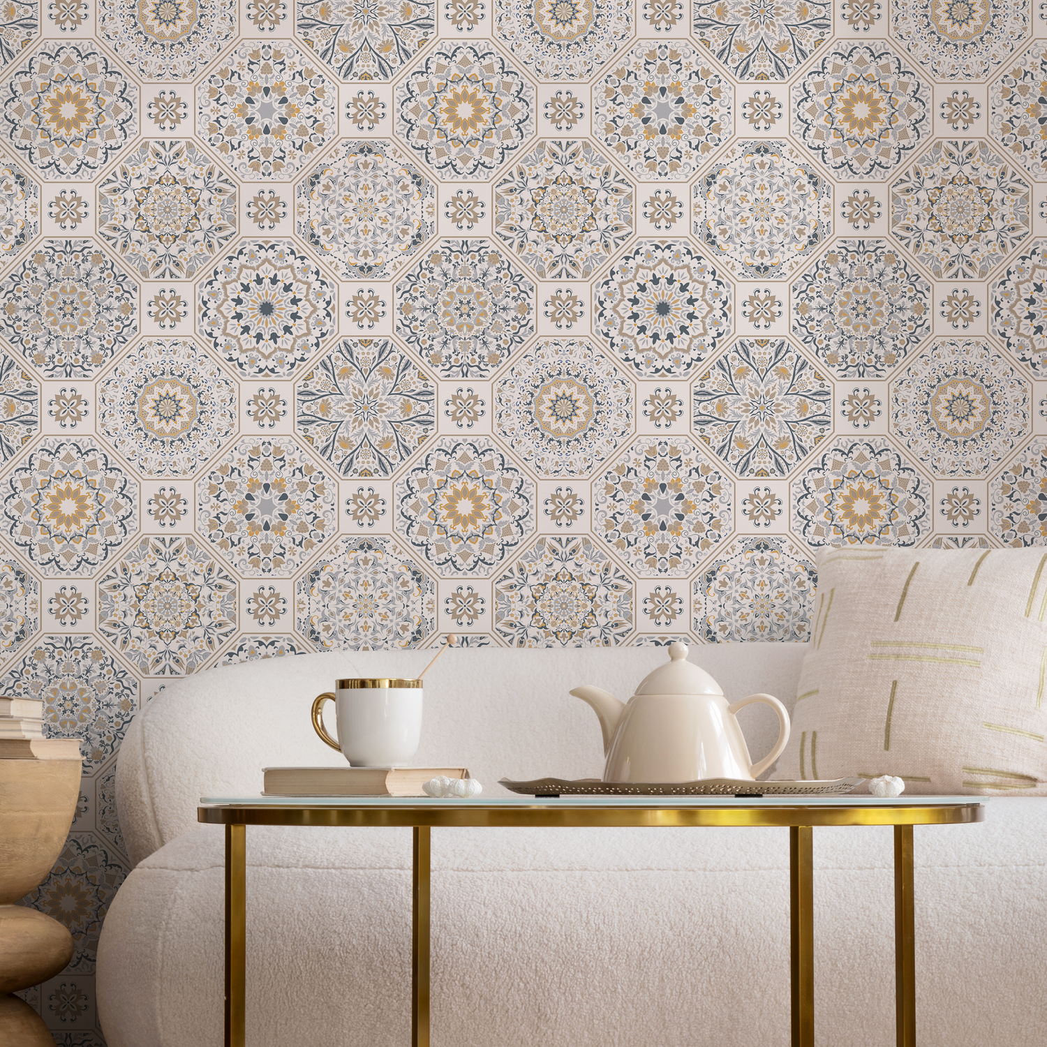 Papel tapiz autoadhesivo, papel tapiz removible, decoración del hogar, arte de pared, decoración de habitaciones, papel tapiz de azulejos único - B872