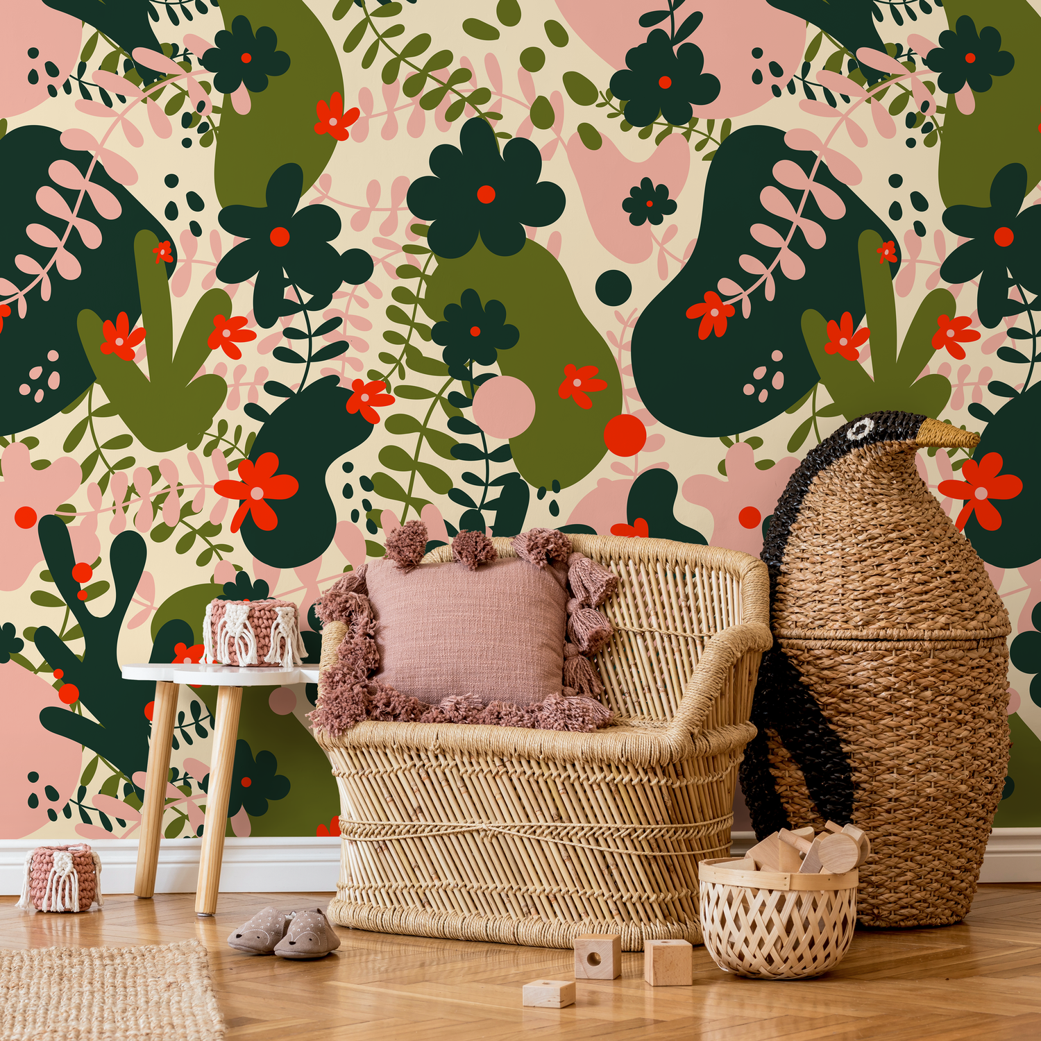 Papel pintado autoadhesivo, papel pintado extraíble, decoración del hogar, arte de pared, decoración de habitaciones / Bonito papel pintado floral abstracto - AS2-B927