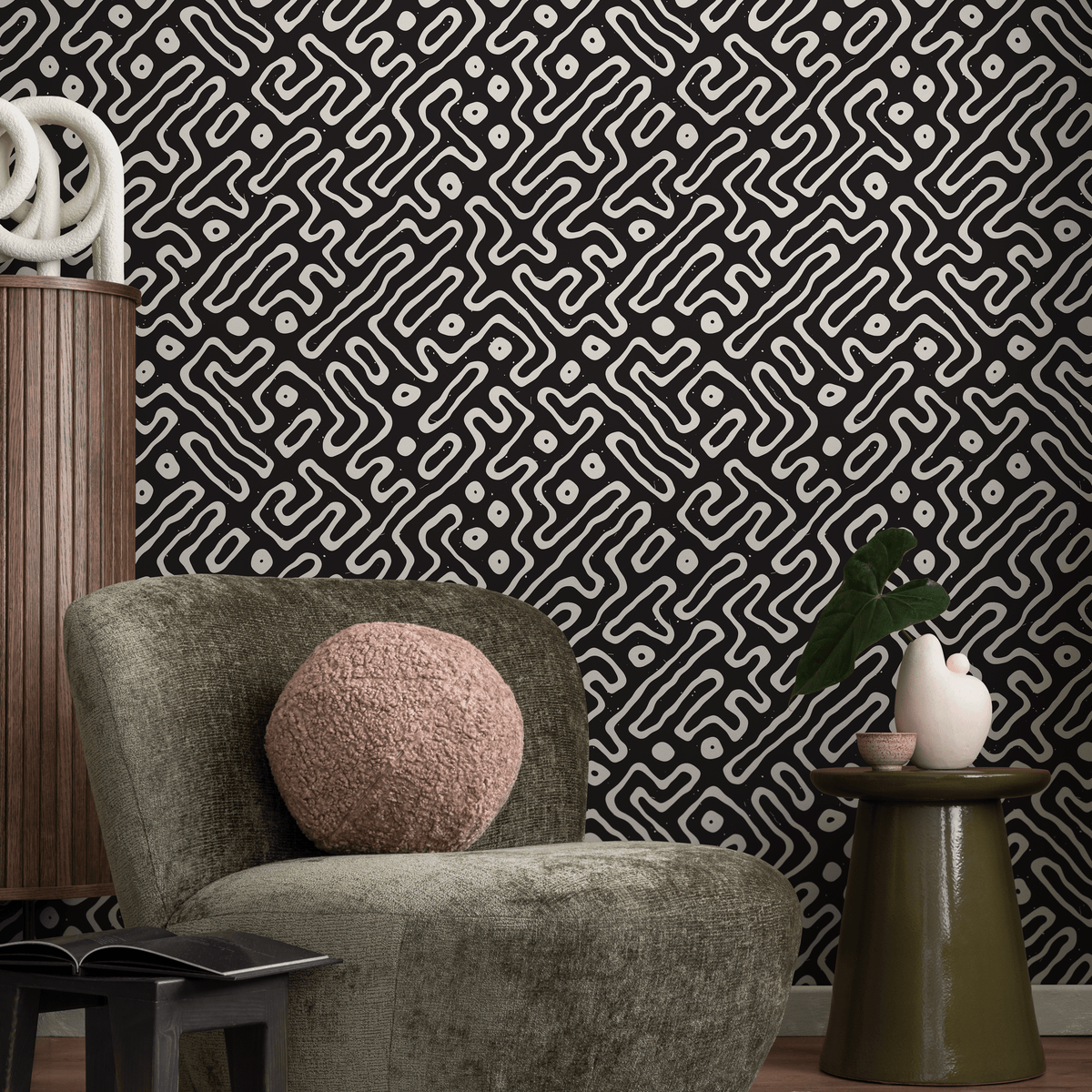 Removable Wallpaper Peel and Stick Wallpaper Wall Paper Wall Mural - Black and White Minimal Wallpaper - C045 - ONDECOR.COM