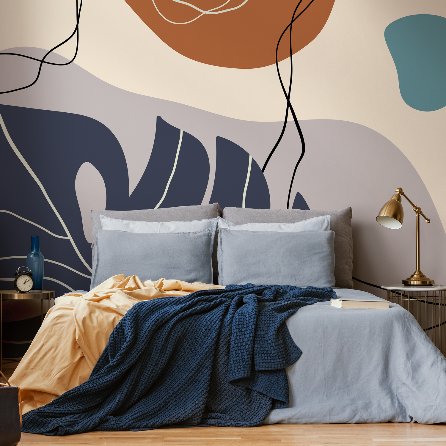 Removable Wallpaper Peel and Stick Wallpaper Wall Paper Wall Mural - Contemporary Non-Metallic Leaves Wallpaper - C058 - ONDECOR.COM