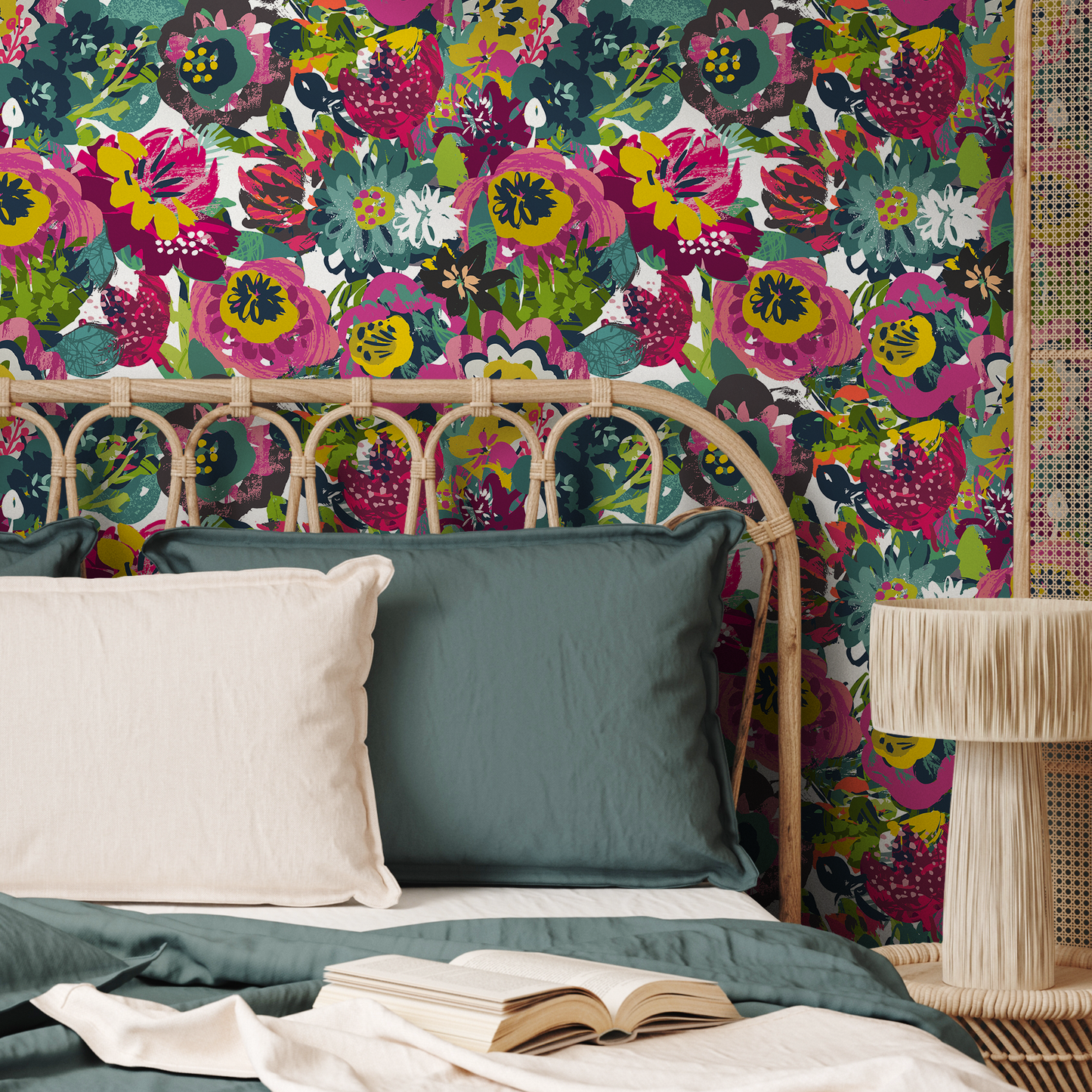 Papel tapiz autoadhesivo, papel tapiz removible, decoración de pared, decoración del hogar, arte de pared imprimible, decoración de habitación, impresiones de pared / papel tapiz floral - C110