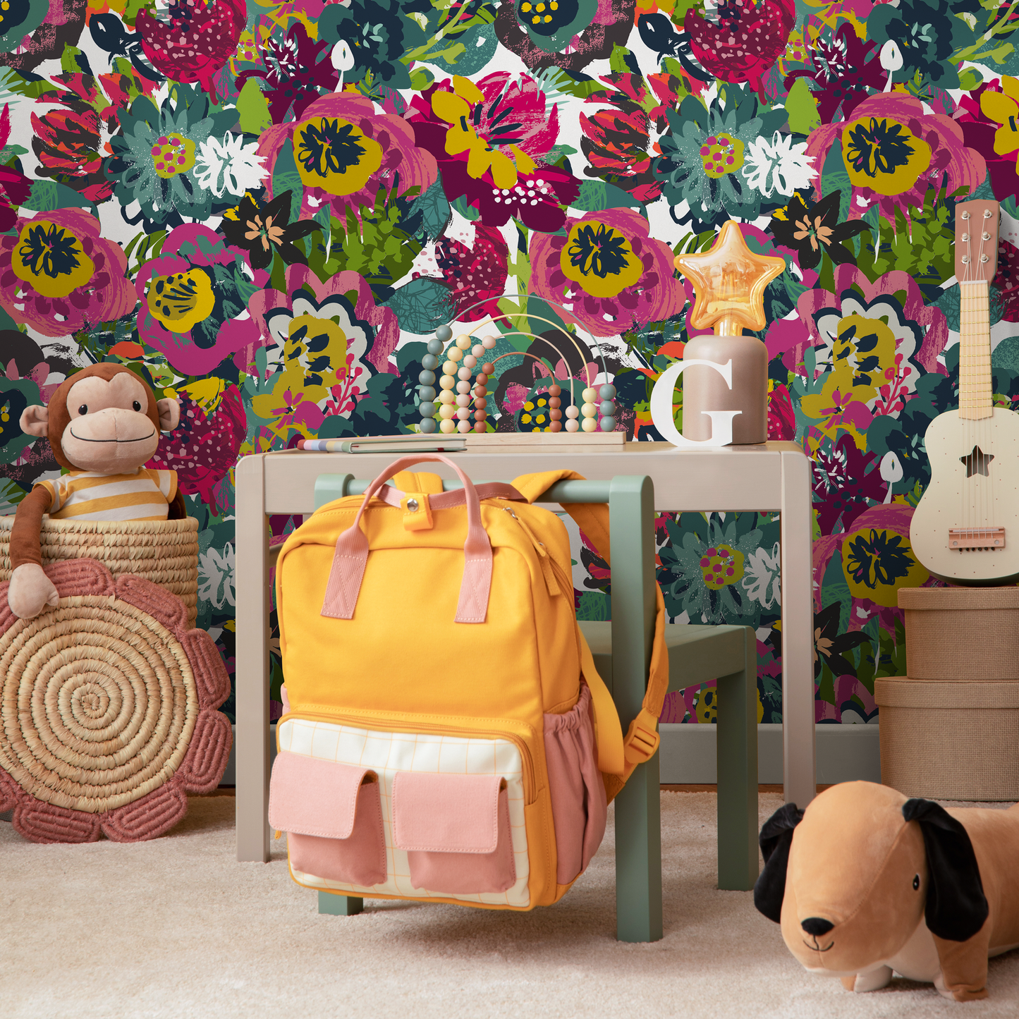 Papel tapiz autoadhesivo, papel tapiz removible, decoración de pared, decoración del hogar, arte de pared imprimible, decoración de habitación, impresiones de pared / papel tapiz floral - C110