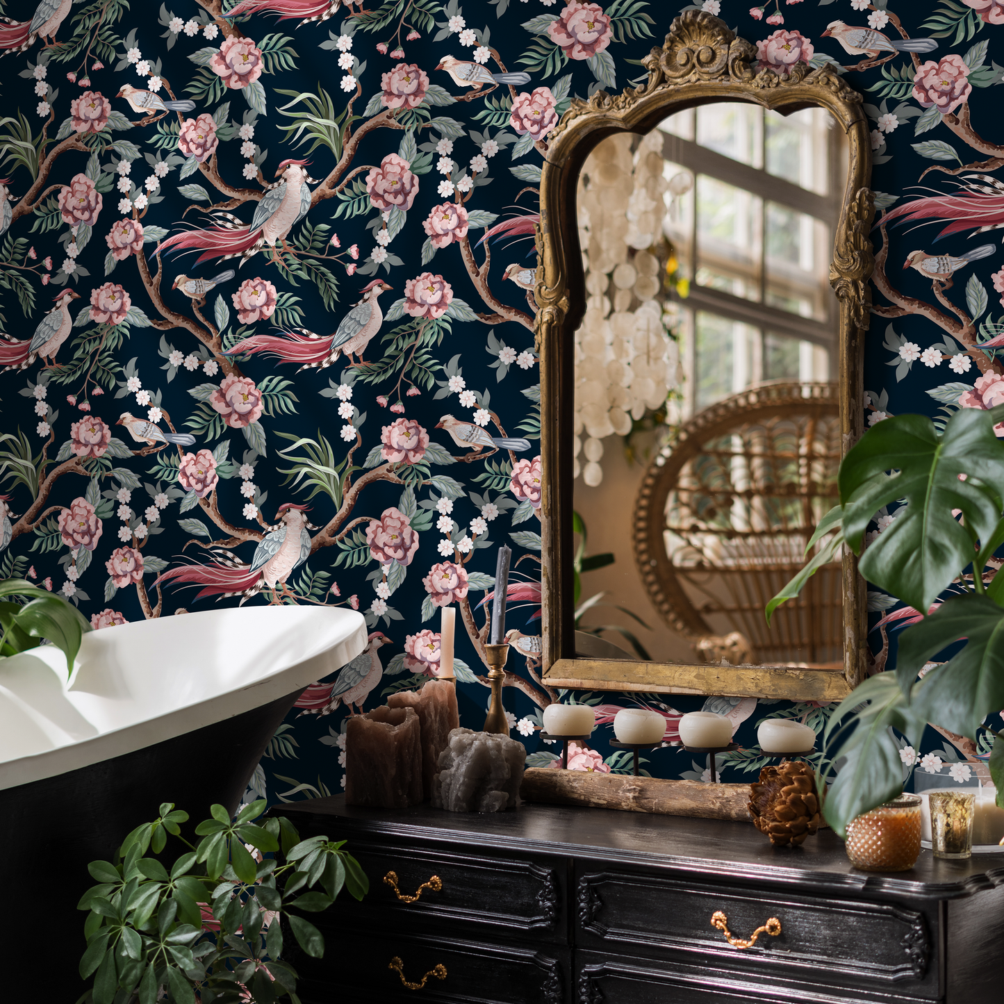 Vintage Peony Wallpaper, Colorful Peony Wallpapers, Peel and Stick Wallpaper, Fabric Wallpaper, Wall Paper Removable, Wallpaper - C121
