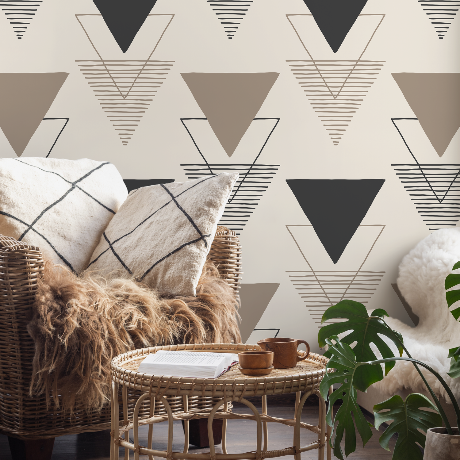 Papel pintado autoadhesivo desprendible - Mural de pared con triángulos geométricos - C244