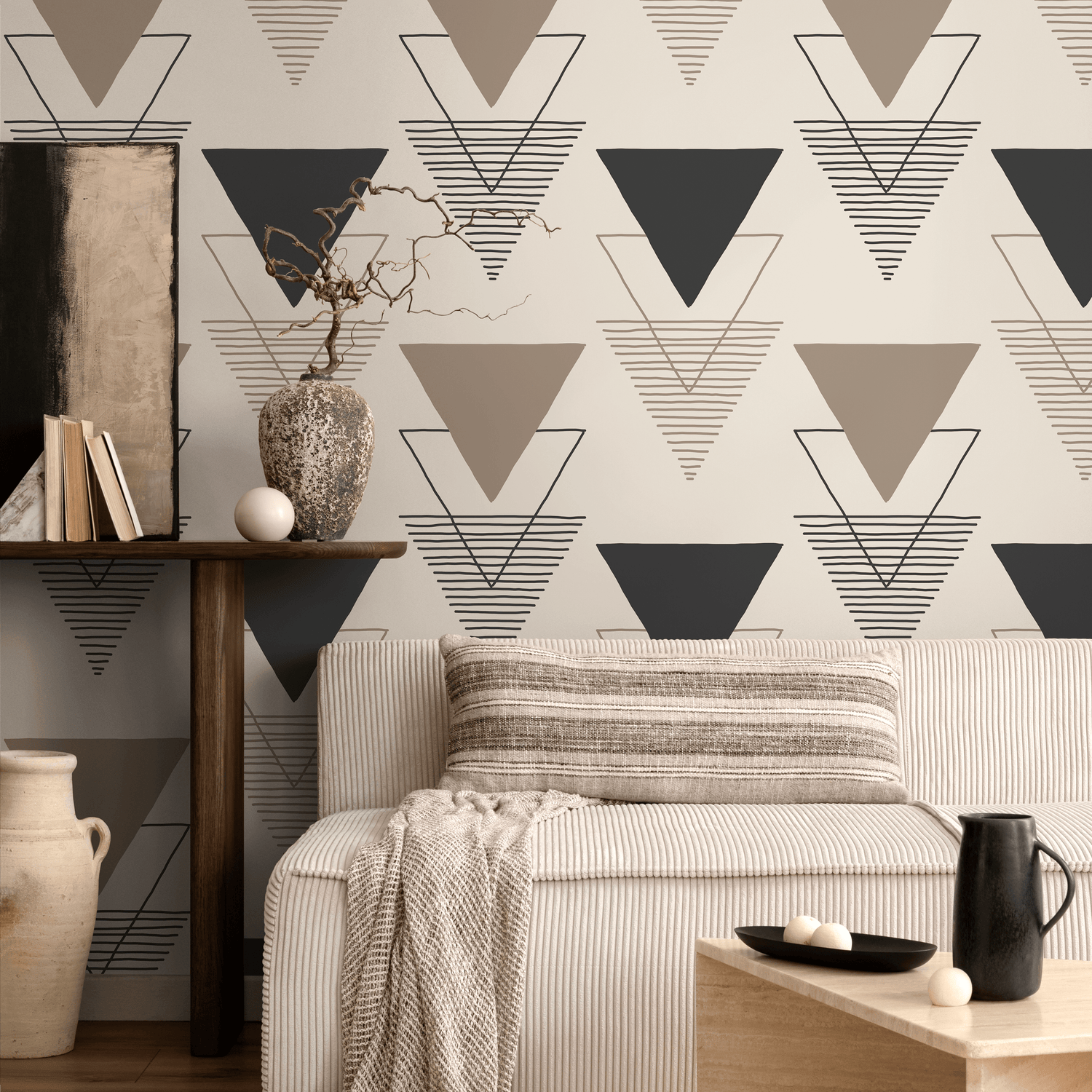 Papel pintado autoadhesivo desprendible - Mural de pared con triángulos geométricos - C244