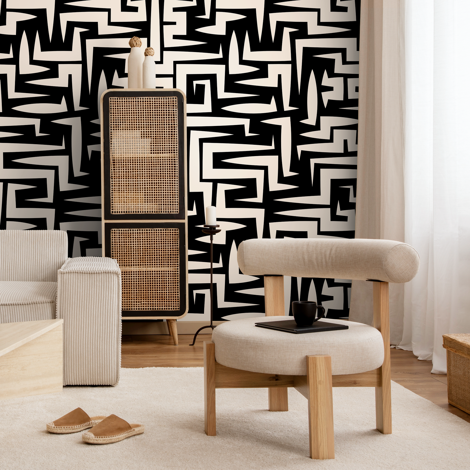 Papel tapiz autoadhesivo, papel tapiz extraíble, decoración del hogar, arte de pared, decoración de habitaciones, papel tapiz geométrico abstracto - C388