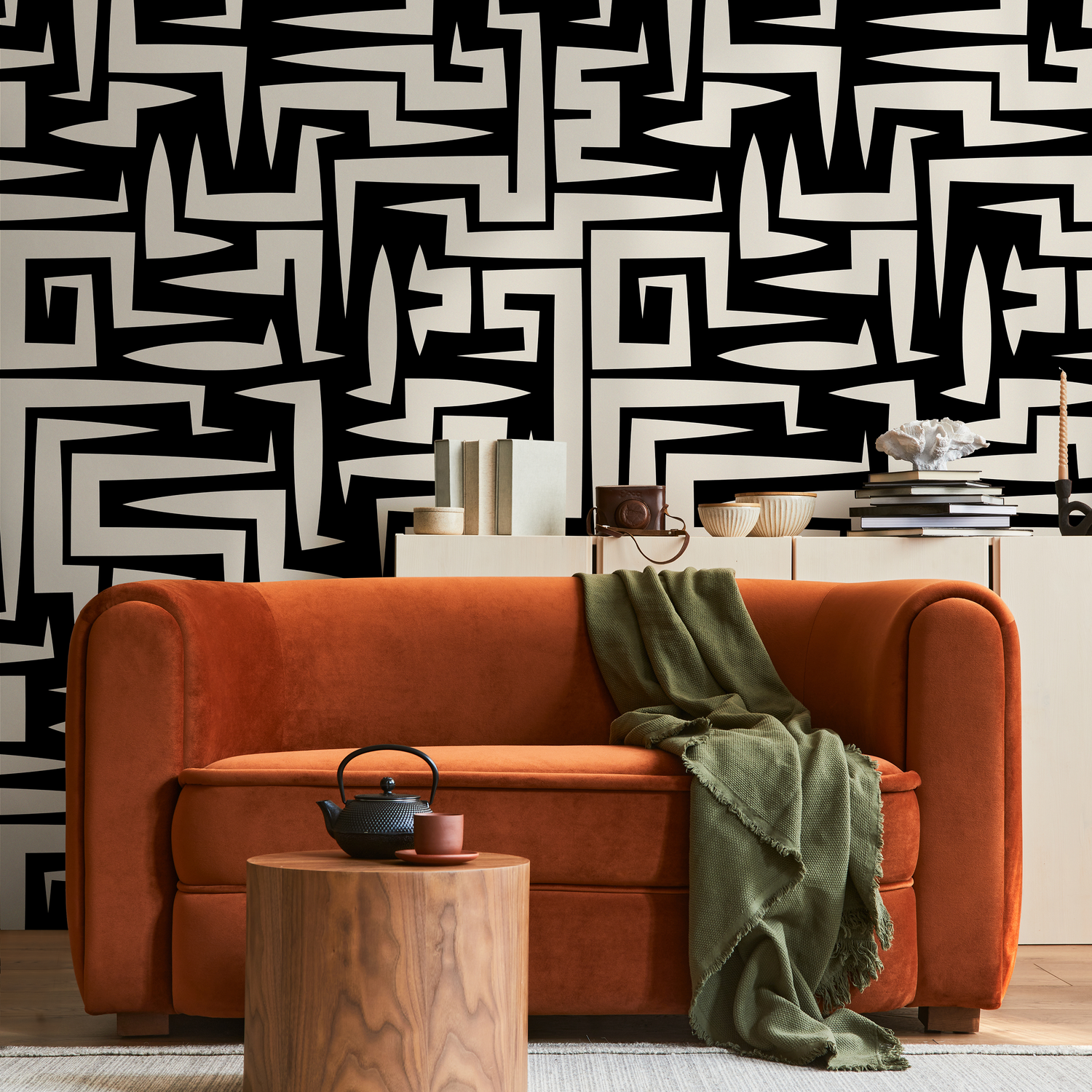 Papel tapiz autoadhesivo, papel tapiz extraíble, decoración del hogar, arte de pared, decoración de habitaciones, papel tapiz geométrico abstracto - C388