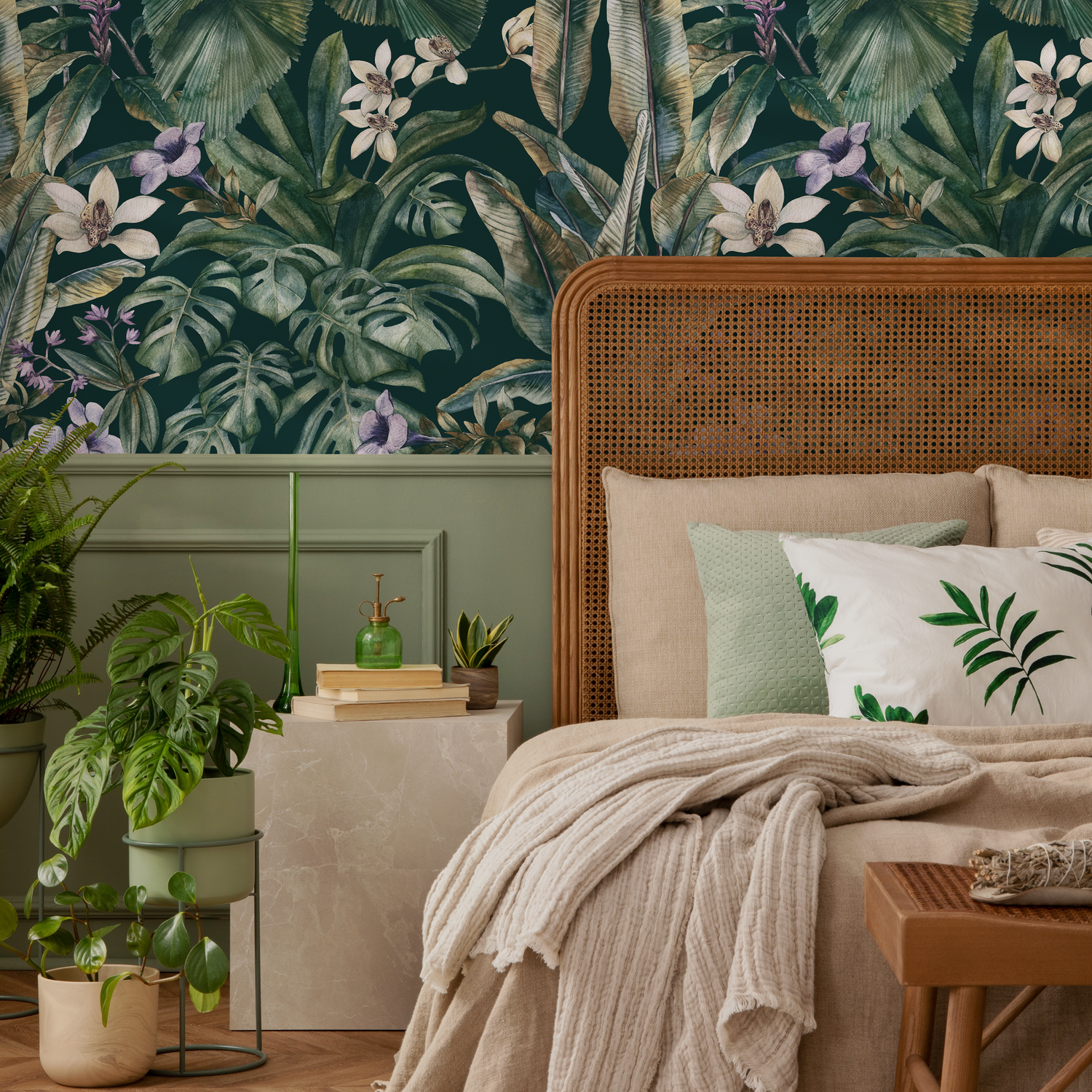 Papel tapiz autoadhesivo, papel tapiz removible, decoración del hogar, arte de pared, decoración de habitaciones, papel tapiz floral botánico - C408