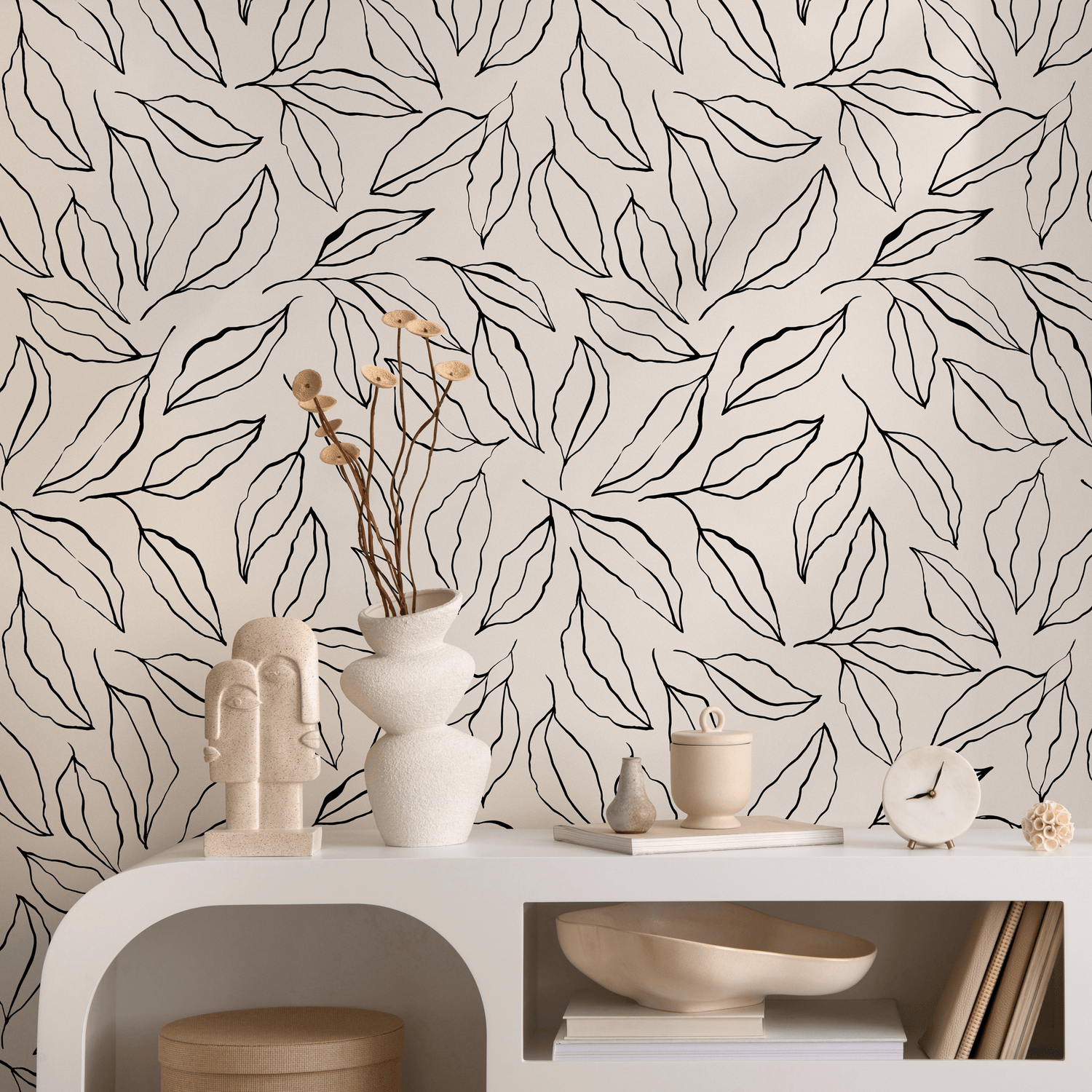 Papel tapiz autoadhesivo, papel tapiz extraíble, decoración del hogar, arte de pared, decoración de habitaciones, papel tapiz minimalista de hojas - C425