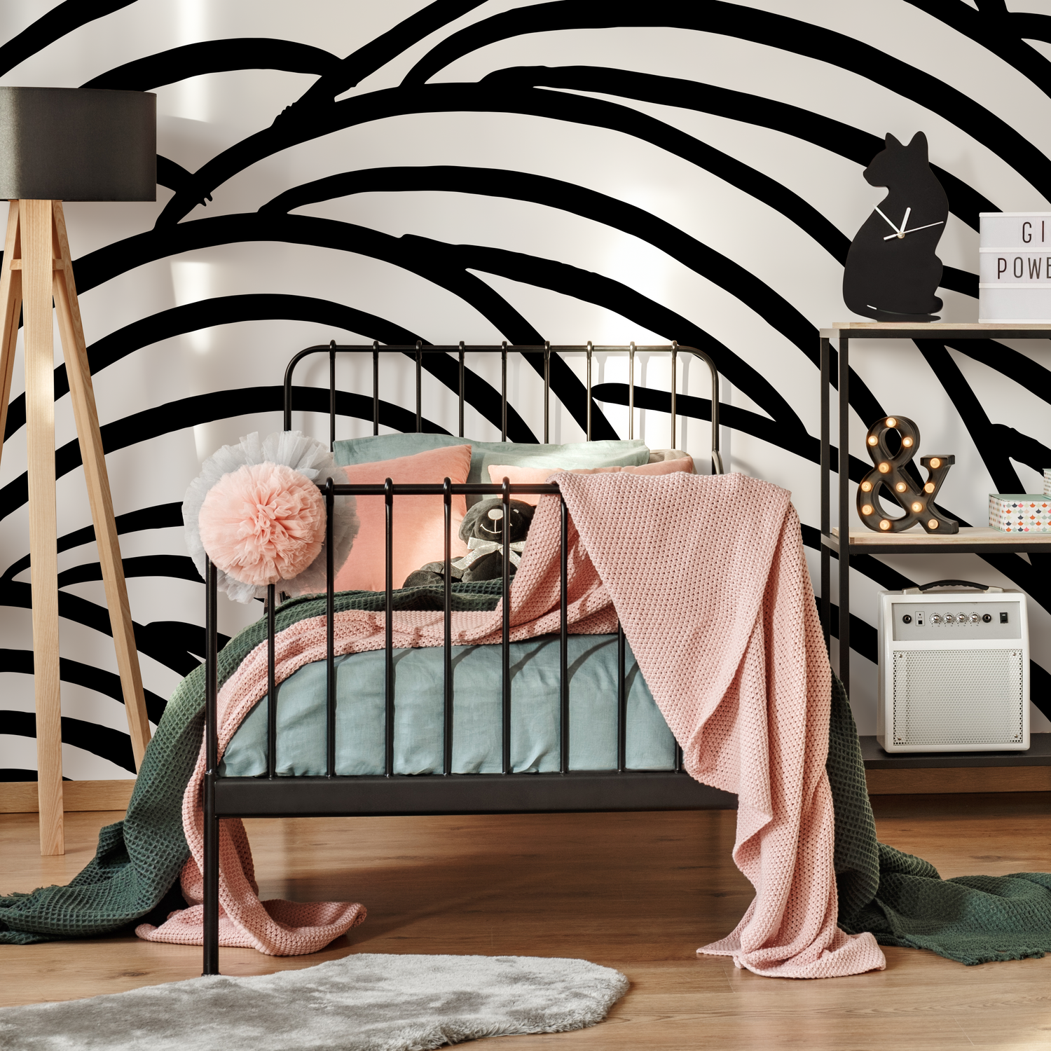 Papel pintado autoadhesivo, papel pintado extraíble, decoración del hogar, arte de pared, decoración de habitaciones, papel pintado abstracto en blanco y negro - C433