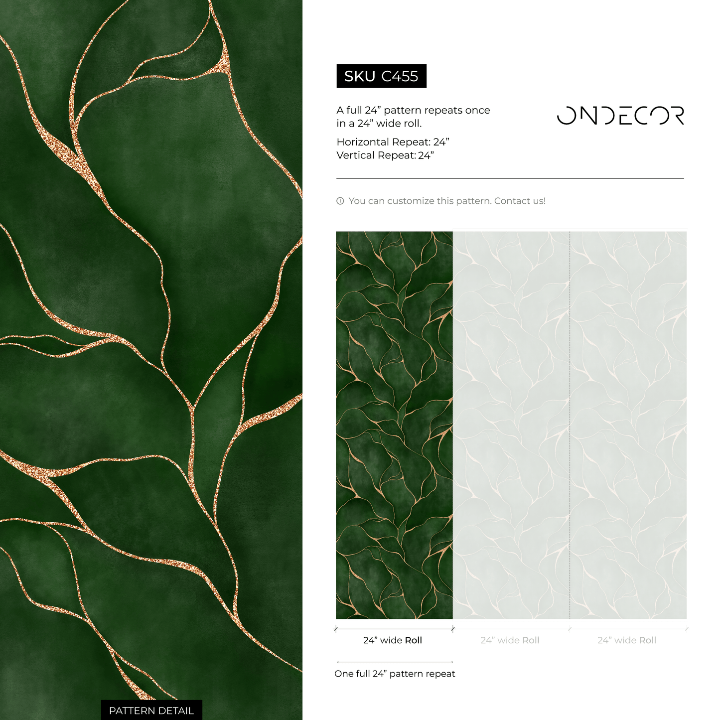 Green Abstract Modern Wallpaper Peel and Stick and Traditional Wallpaper - C455