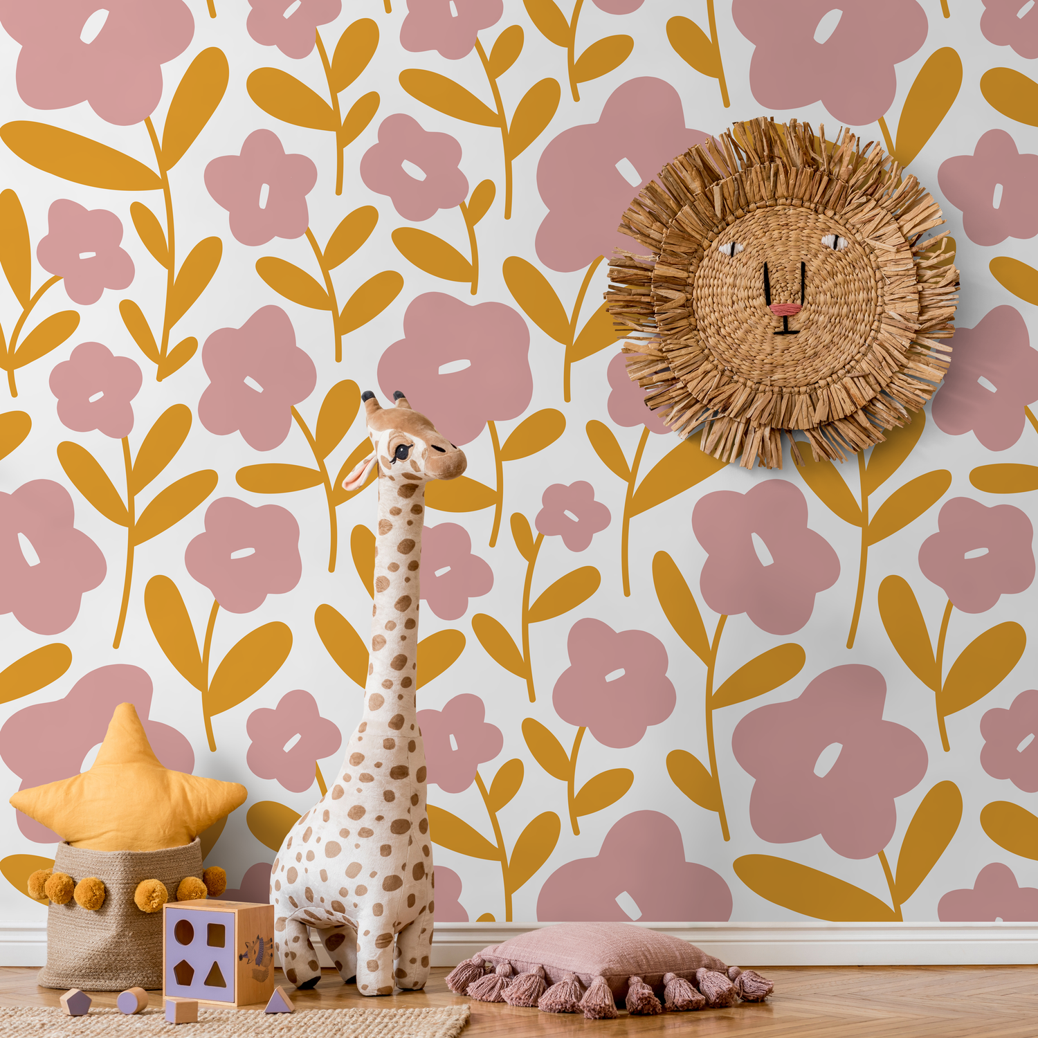 Papel tapiz autoadhesivo, papel tapiz extraíble, decoración del hogar, arte de pared, decoración de habitaciones, papel tapiz de flores lindo - C476
