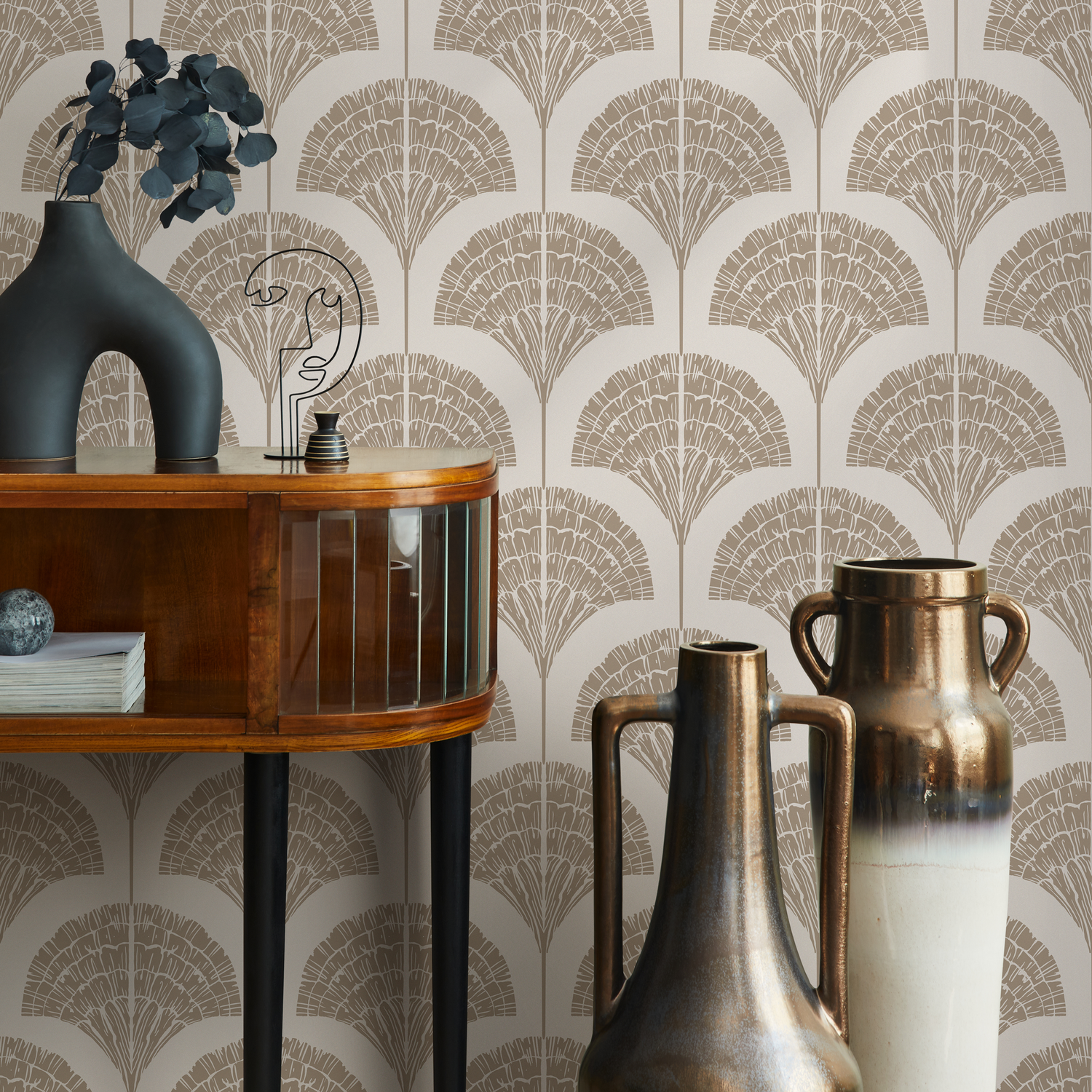 Papier peint autocollant amovible, décoration d'intérieur, art mural, décoration murale, décoration de chambre / Papier peint beige style arches bohèmes - C503