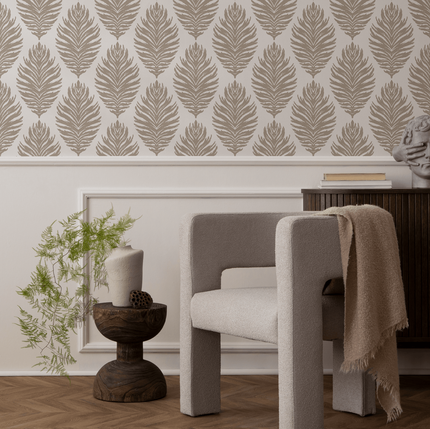 Papel tapiz autoadhesivo, papel tapiz extraíble, decoración del hogar, arte de pared, decoración de habitaciones, papel tapiz bohemio con hojas - C508