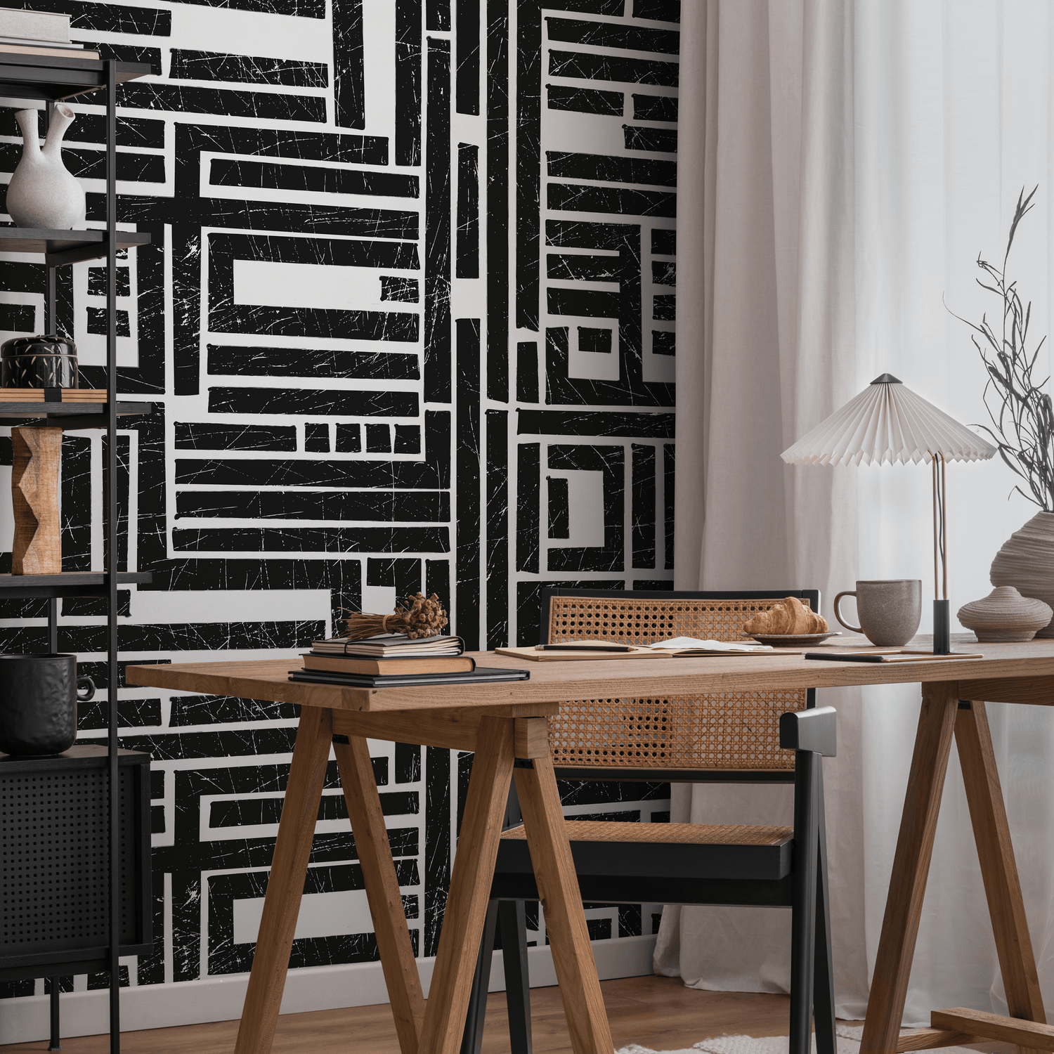 Papier peint autocollant amovible, décoration d'intérieur, art mural, décoration murale, décoration de chambre, papier peint géométrique moderne - C511