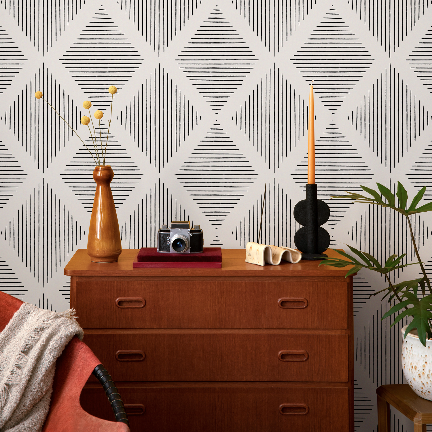 Papel tapiz autoadhesivo, papel tapiz removible, decoración del hogar, arte de pared, decoración de habitaciones, papel tapiz geométrico moderno - C523