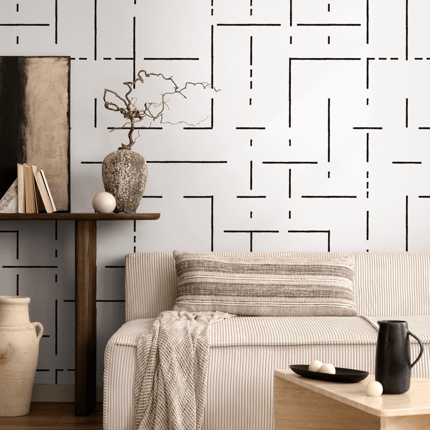 Papel tapiz autoadhesivo, papel tapiz removible, decoración del hogar, arte de pared, decoración de habitaciones, papel tapiz moderno en blanco y negro - C536
