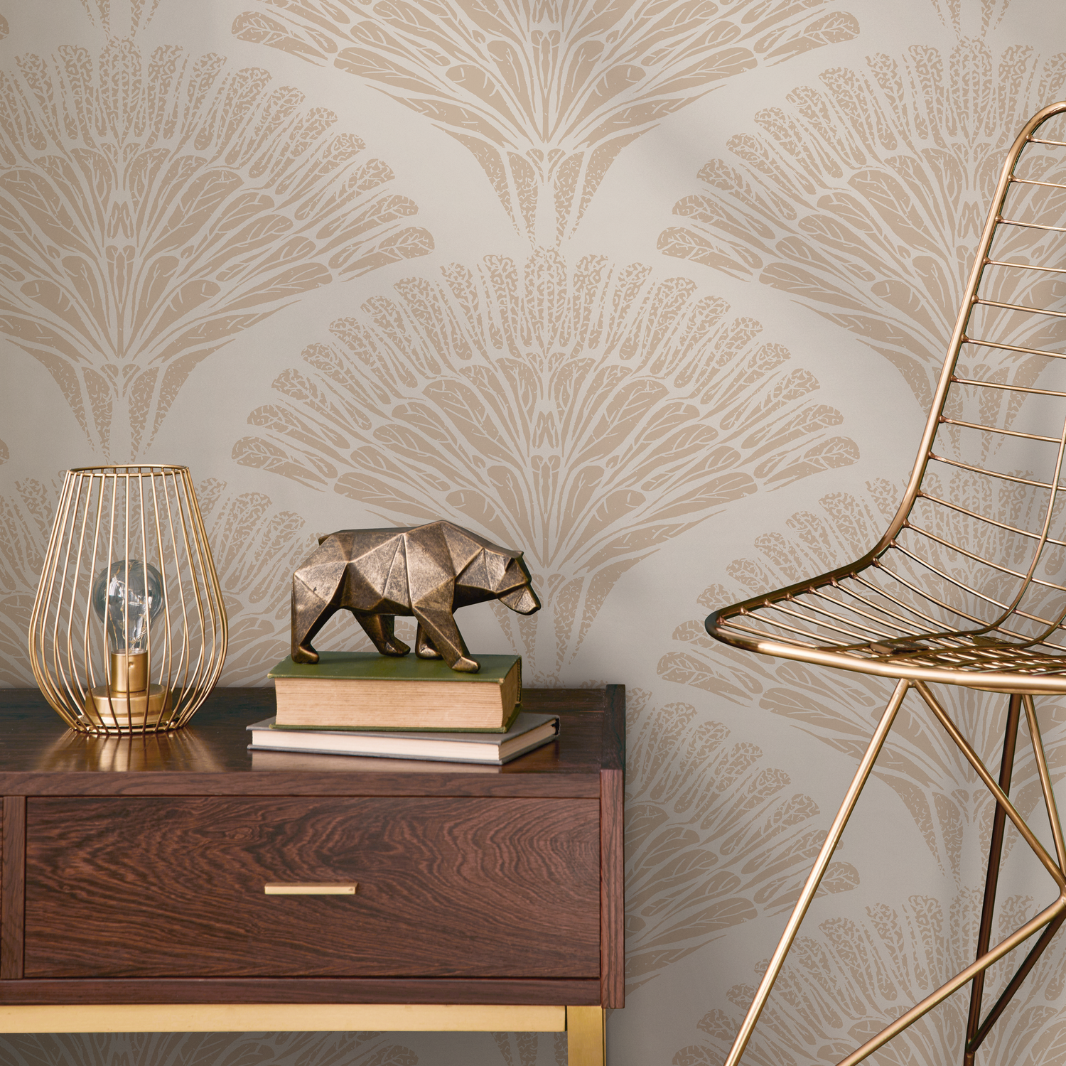 Papel tapiz autoadhesivo, papel tapiz extraíble, decoración del hogar, arte de pared, decoración de habitaciones / Papel tapiz beige con palmeras bohemias - C545