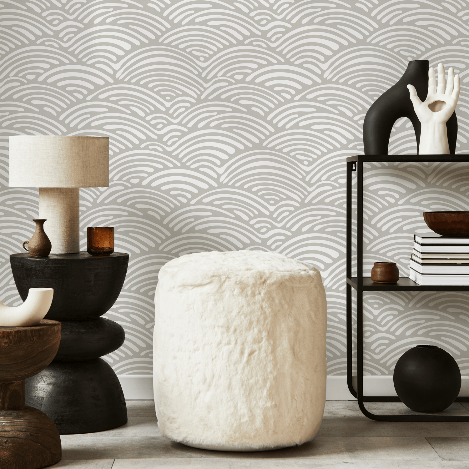 Papel pintado autoadhesivo, papel pintado extraíble, decoración del hogar, arte de pared, decoración de habitaciones, papel pintado bohemio con conchas beige - C579