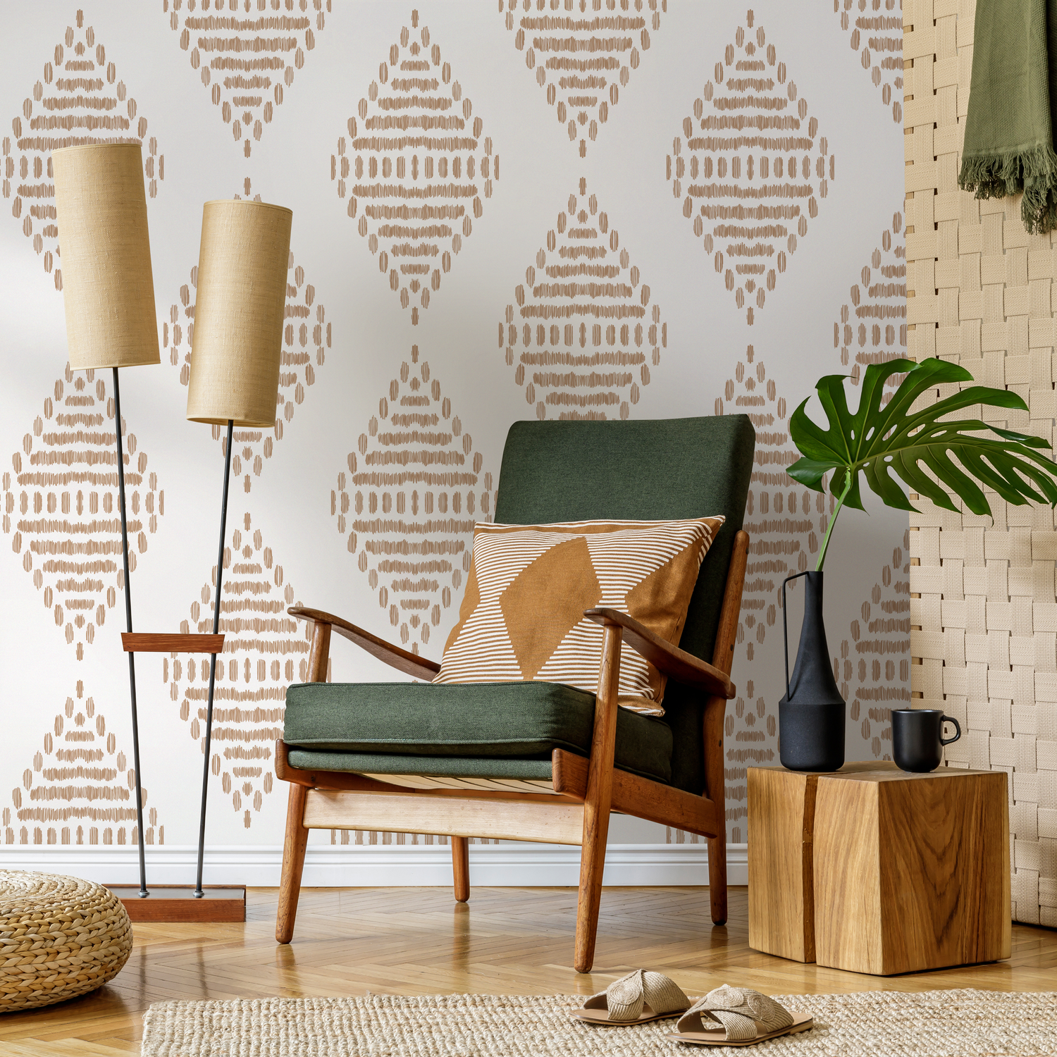 Papel tapiz autoadhesivo, papel tapiz removible, decoración del hogar, arte de pared, decoración de habitaciones, papel tapiz con líneas de diamantes - C602