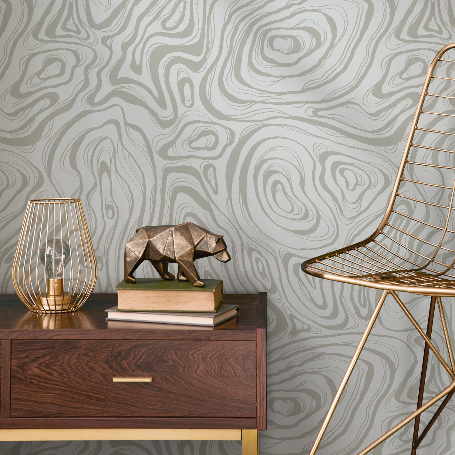 Papel tapiz de ondas abstractas grises / Papel tapiz autoadhesivo, papel tapiz removible, decoración del hogar, arte de pared, decoración de habitaciones - C645