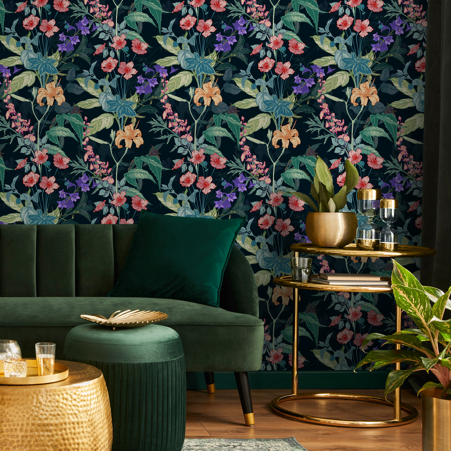 Papier peint floral vintage à motif de lys / Papier peint autocollant amovible Décoration d'intérieur Art mural Décoration murale Décoration de chambre - C699