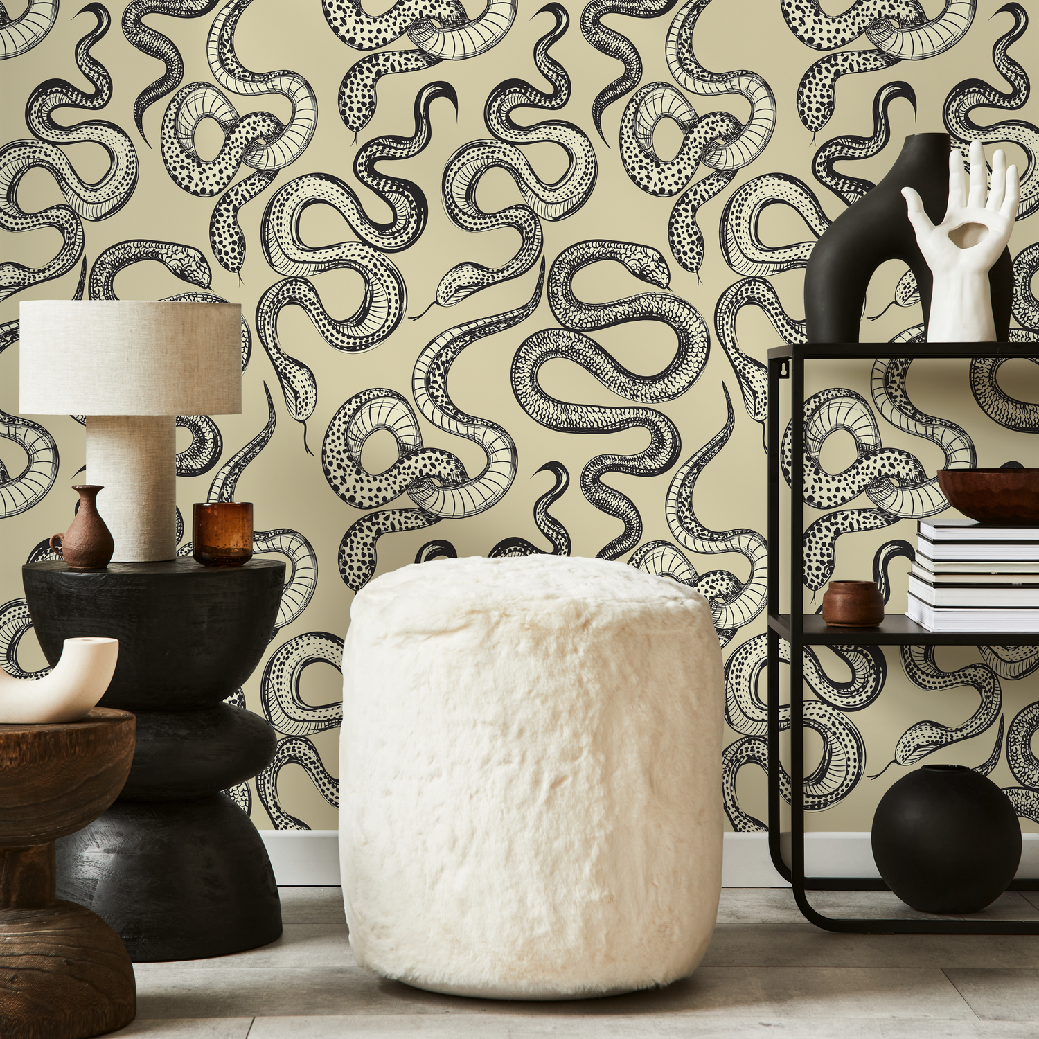 Papel tapiz bohemio con diseño de serpiente amarilla, autoadhesivo, extraíble, para decoración del hogar, arte de pared, decoración de habitaciones - C724