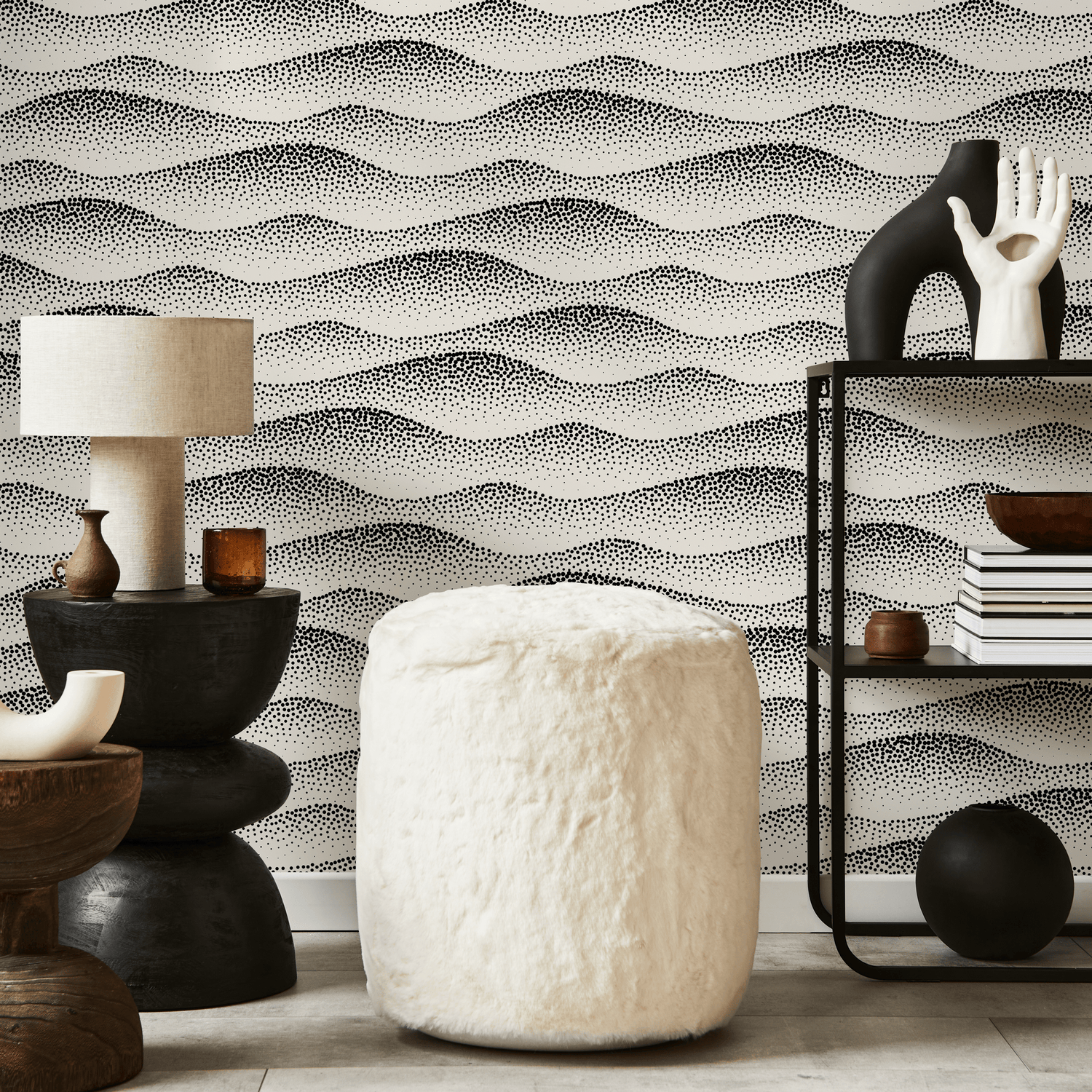 Beige Abstract Waves Wallpaper / Peel and Stick Wallpaper Removable Wallpaper Home Decor Wall Art Wall Decor Room Decor - C731 - ONDECOR.COM