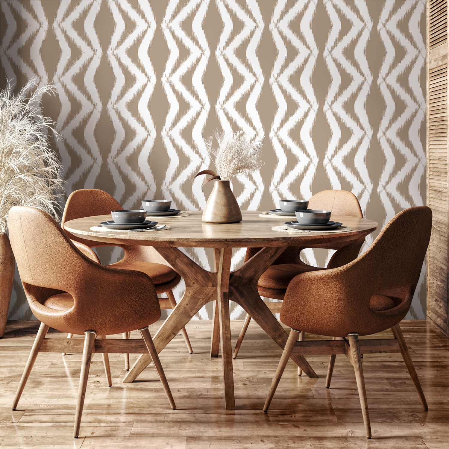 Papel pintado bohemio beige pintado a mano / Papel pintado autoadhesivo / Papel pintado extraíble / Decoración del hogar / Arte de pared / Decoración de habitación - C753