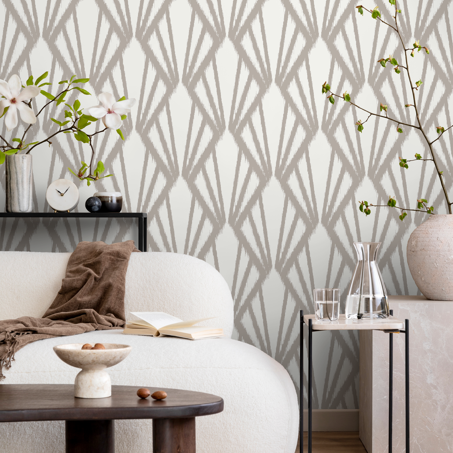 Papel pintado bohemio beige estilo art déco, autoadhesivo, extraíble, para decoración del hogar, arte de pared, decoración de habitaciones - C756
