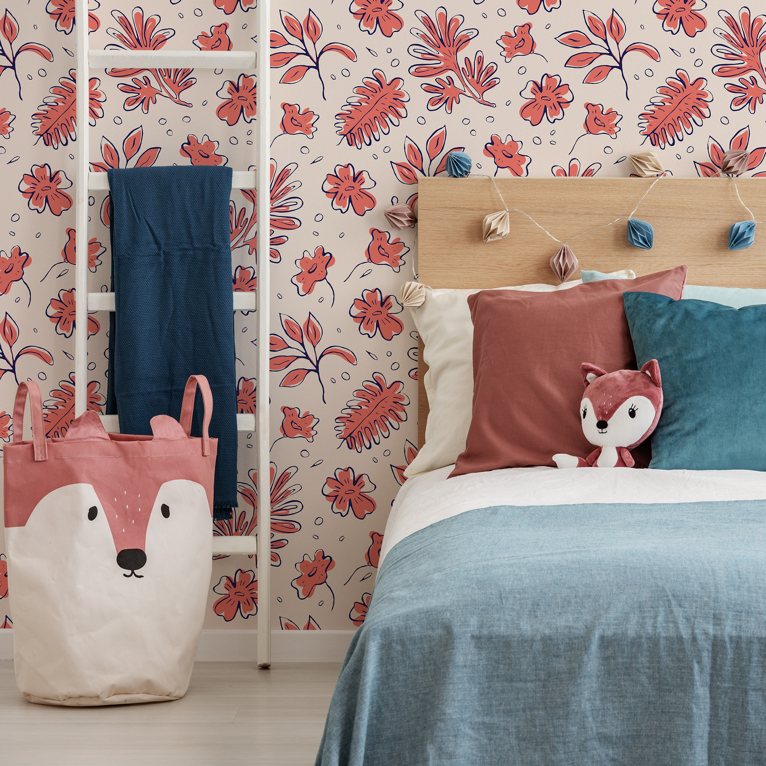 Papel pintado floral rosa y beige / Papel pintado autoadhesivo, papel pintado removible, decoración del hogar, arte de pared, decoración de habitaciones - C767
