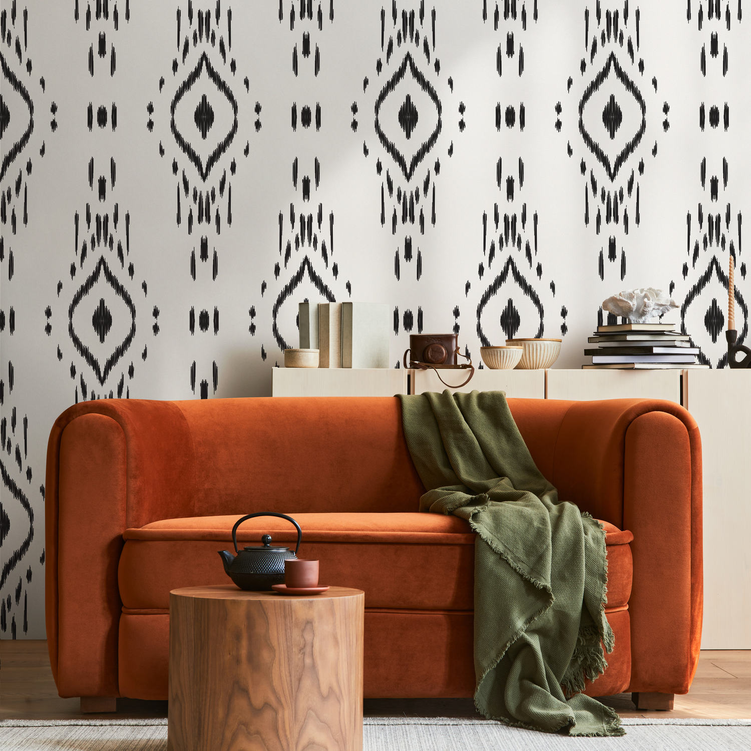 Papel pintado africano en blanco y negro / Papel pintado autoadhesivo extraíble, decoración del hogar, arte de pared, decoración de habitaciones - C803