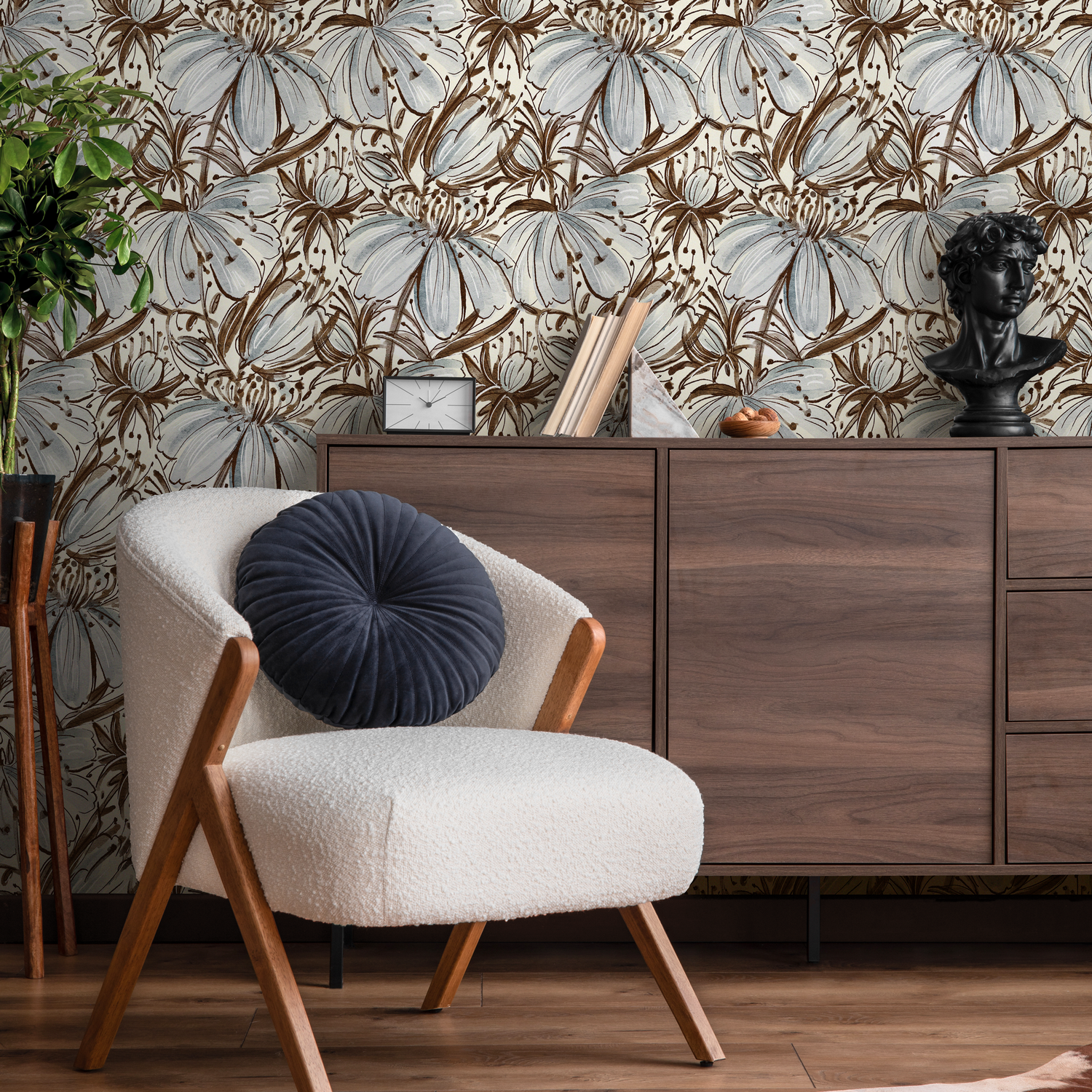 Papel pintado bohemio con diseño floral, autoadhesivo, extraíble, para decoración del hogar, arte de pared, decoración de habitaciones - C831