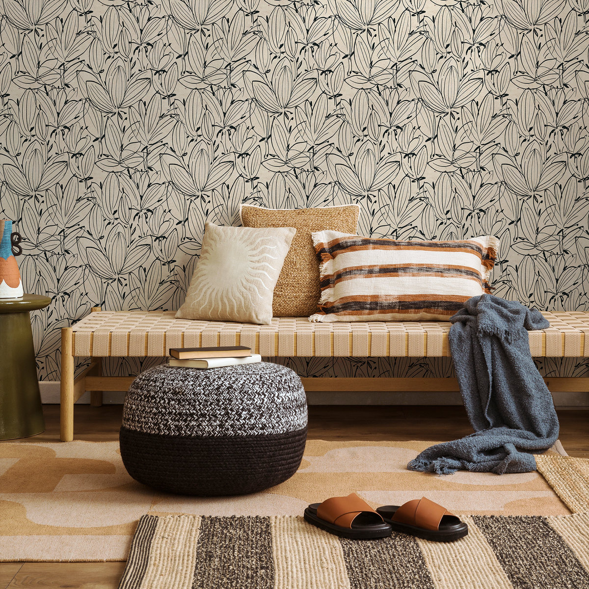 Beige Boho Floral Wallpaper / Peel and Stick Wallpaper Removable Wallpaper Home Decor Wall Art Wall Decor Room Decor - C832 - ONDECOR.COM