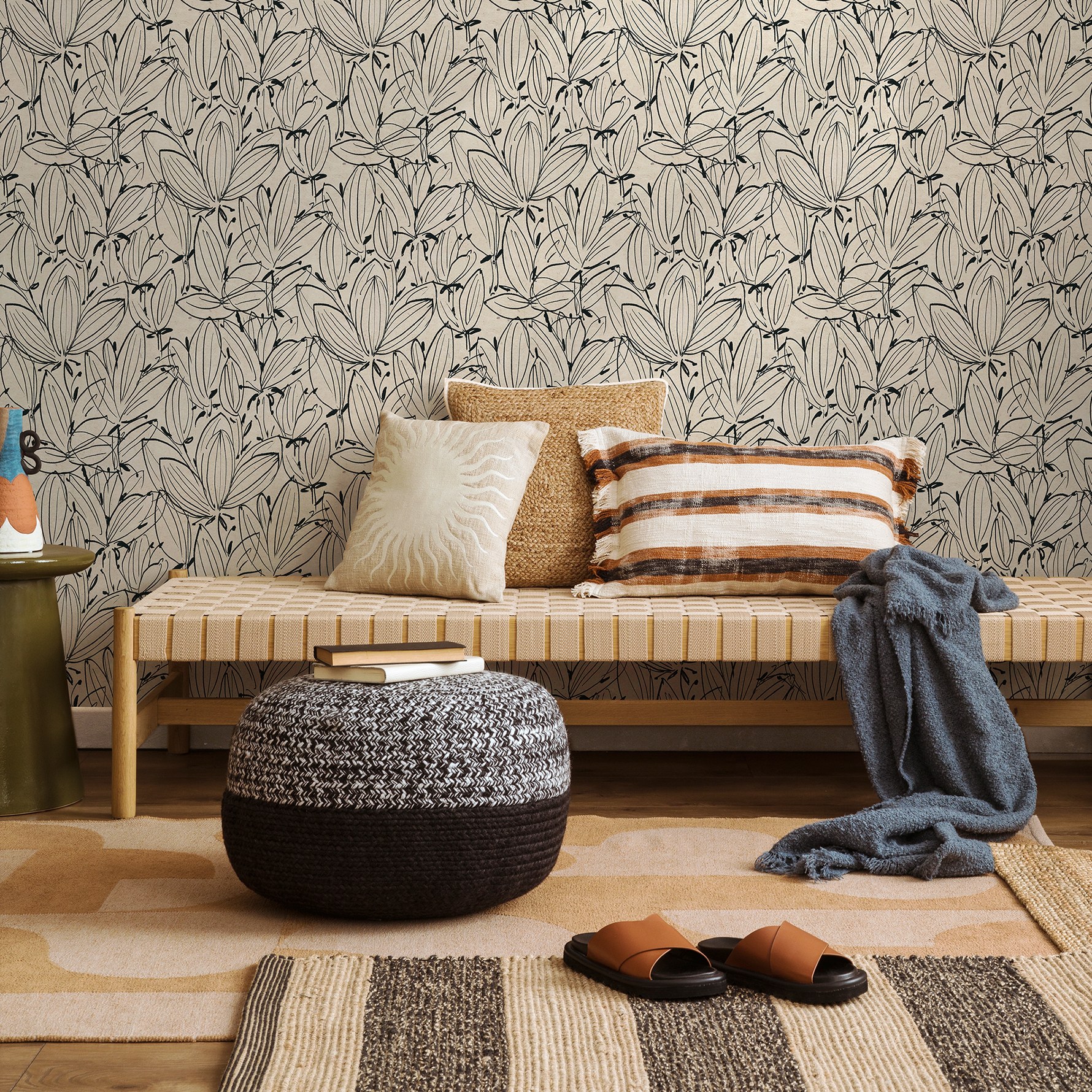 Beige Boho Floral Wallpaper / Peel and Stick Wallpaper Removable Wallpaper Home Decor Wall Art Wall Decor Room Decor - C832 - ONDECOR.COM
